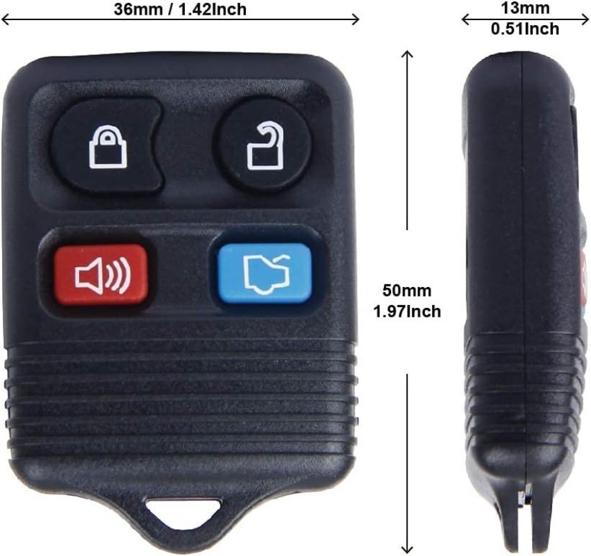 4 Button Keyless Entry Remote Control Key Fob, 2 Pack