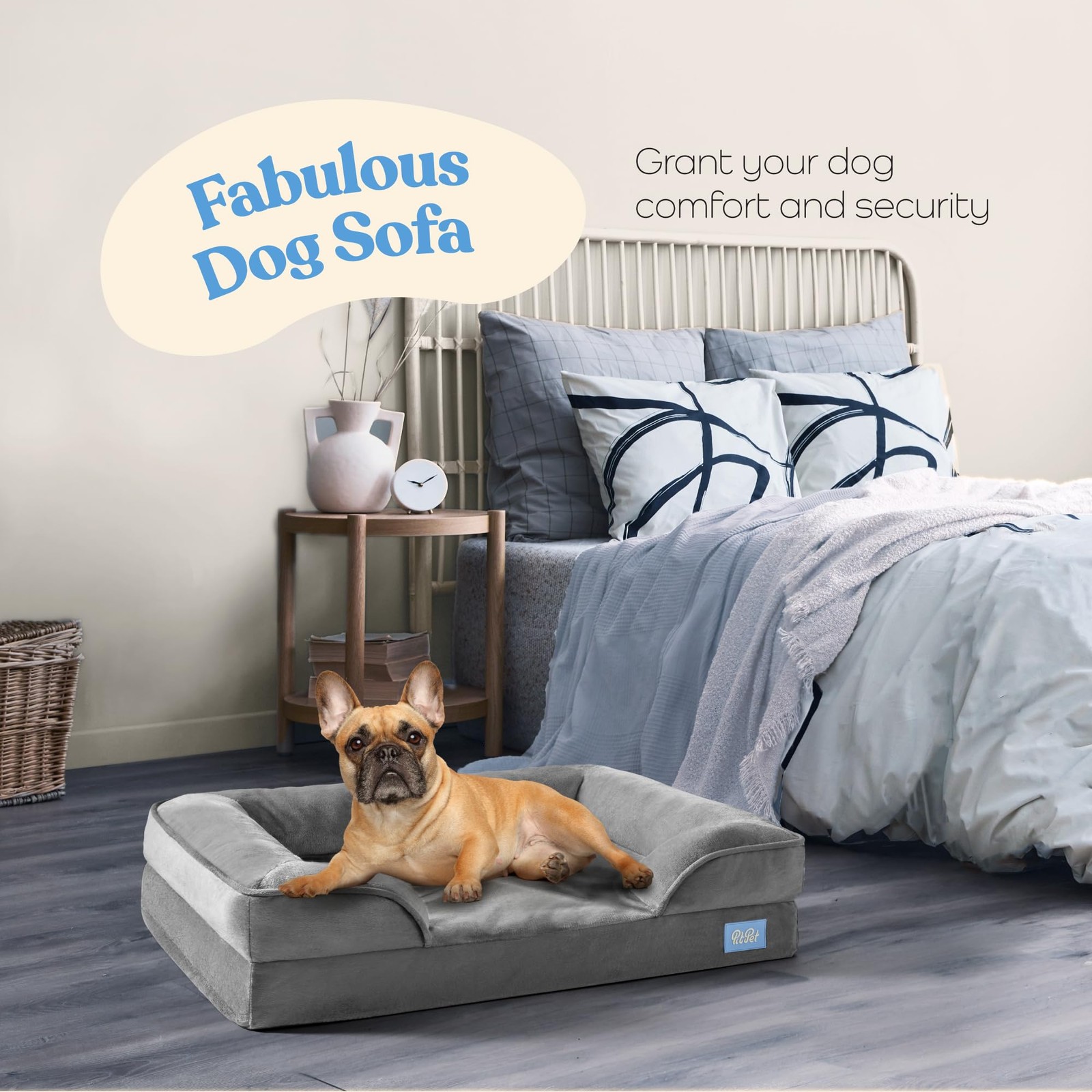 Orthopedic Sofa Dog Bed - Ultra Comfortable Beds for Medium Medium, Gray