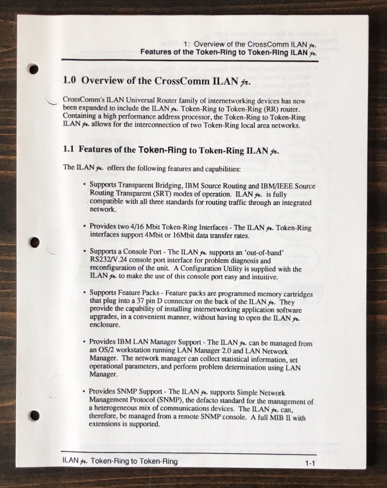 CrossComm - ILAN jr: Token-Ring to Token-Ring Operation Manual (1992)