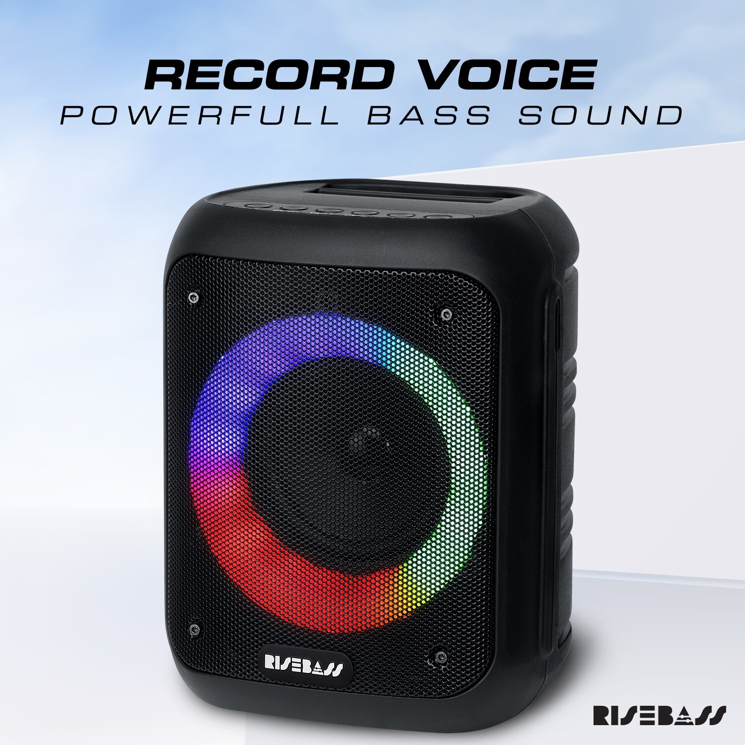 Risebass Portable Karaoke Machine with 2 Wireless Microphones Bluetooth Record