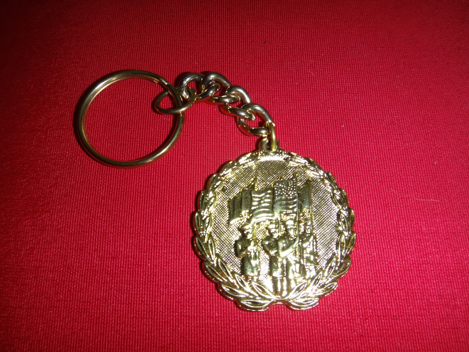 USA Flag And PATRIOTS Keychain With Metal Split Ring