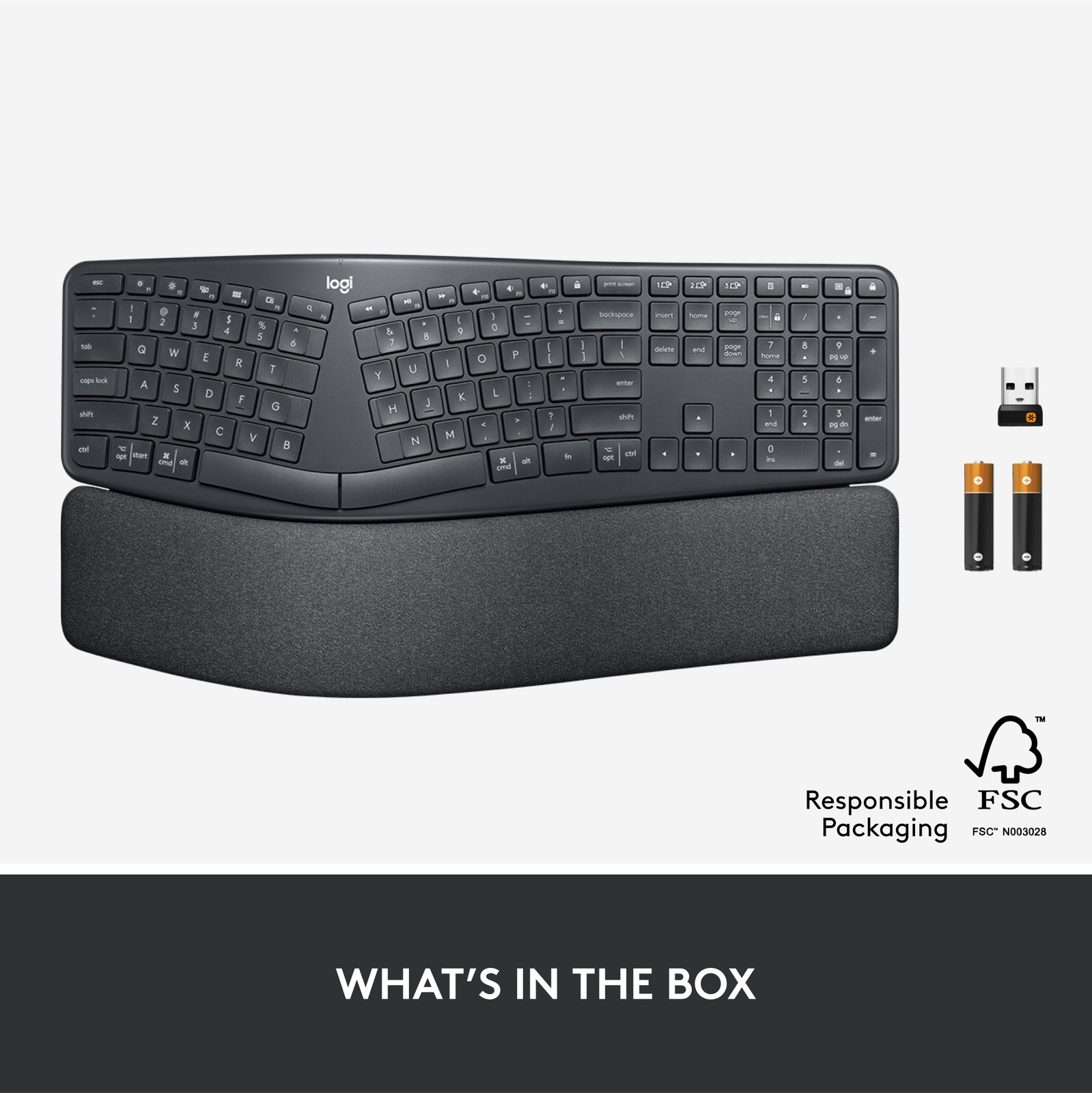 Logitech Ergo K860 Wireless Ergonomic Keyboard - Split Keyboard with Wrist Rest