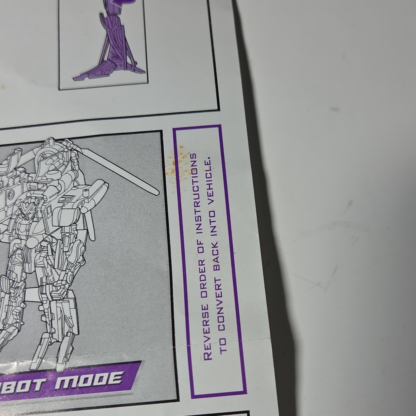 Hasbro Transformers Blackout Decepticon Instruction Manual Only