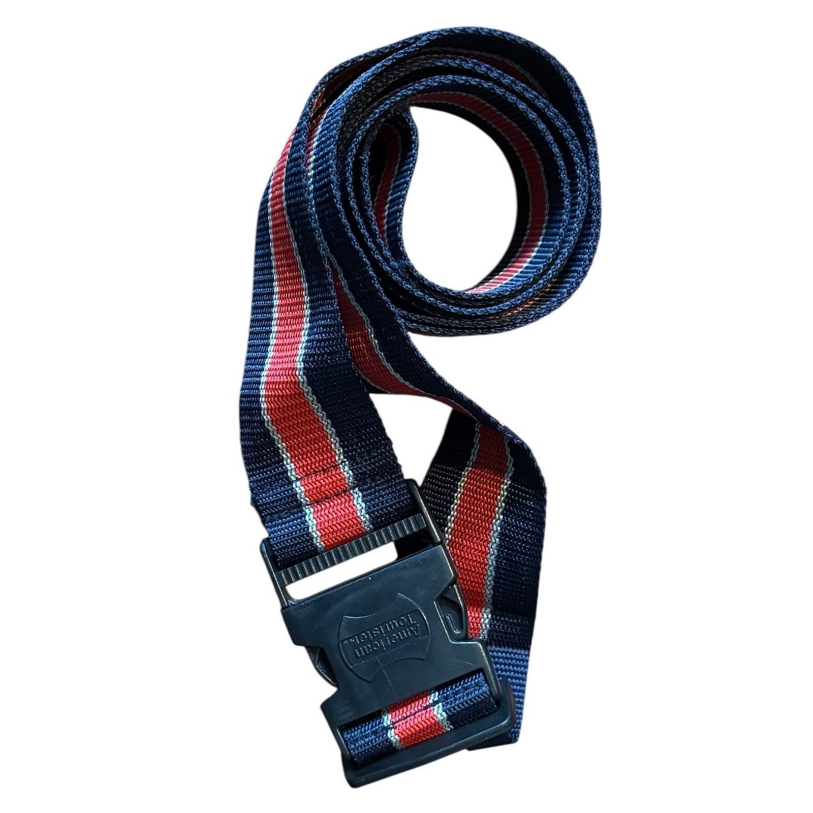 VTG American Tourister Patriotic Luggage Strap Red White Blue Travel Large READ