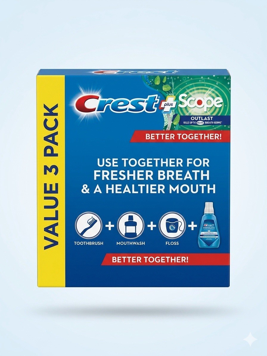 Crest + Scope Whitening Fluoride Toothpaste 5.2 oz 3 pack of 1