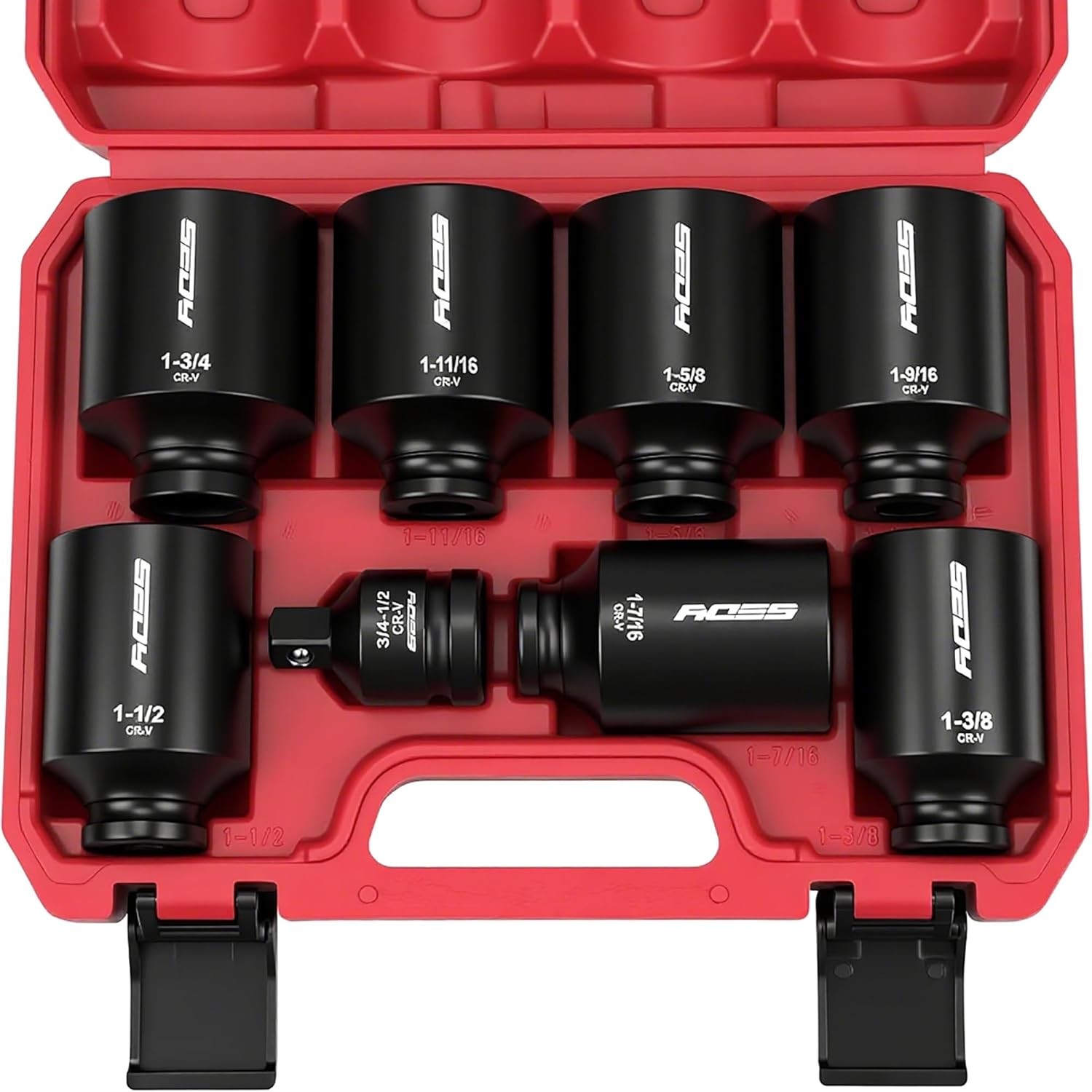 SAE Deep Impact Socket Set 8-Piece 1/2-Inch Drive Wheel Axle Nut Wrench Large