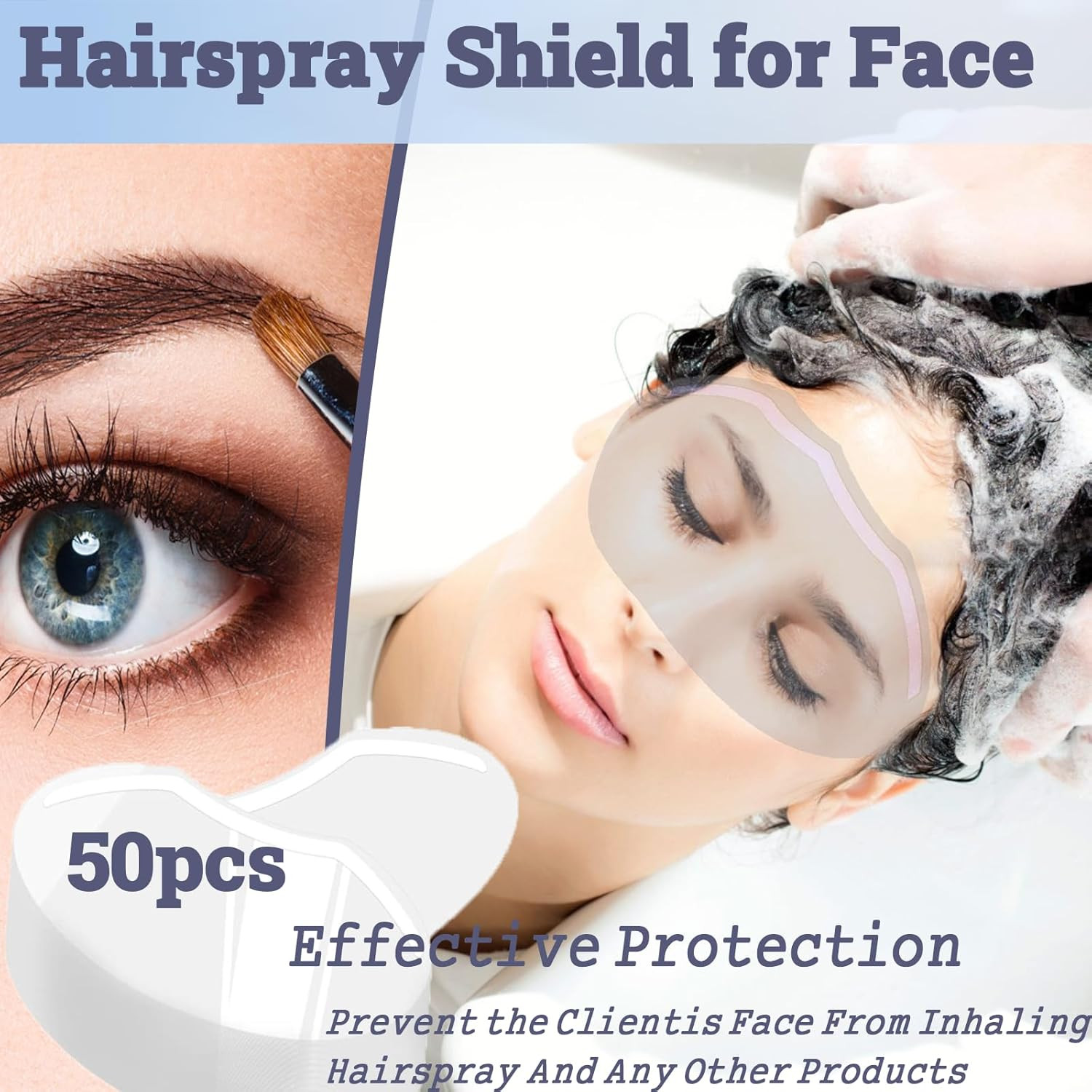50 Pcs Disposable Shower Face Shield, Eye Shield after Cataract Surgery, Clear F