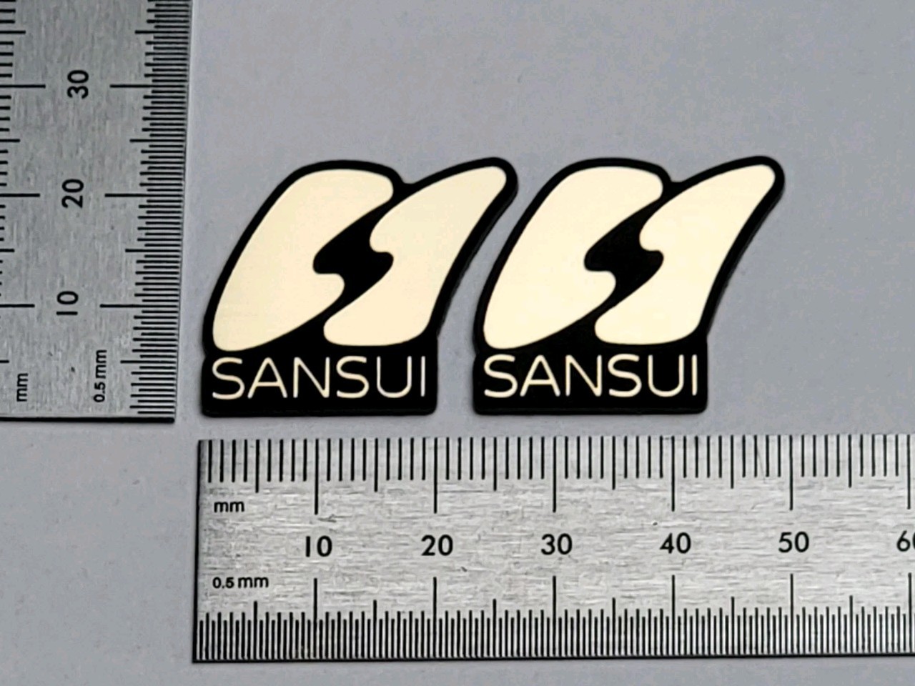 Sansui CS Speaker Badge Logo Emblem Premium Gold Pair With Self Stick Adhesive