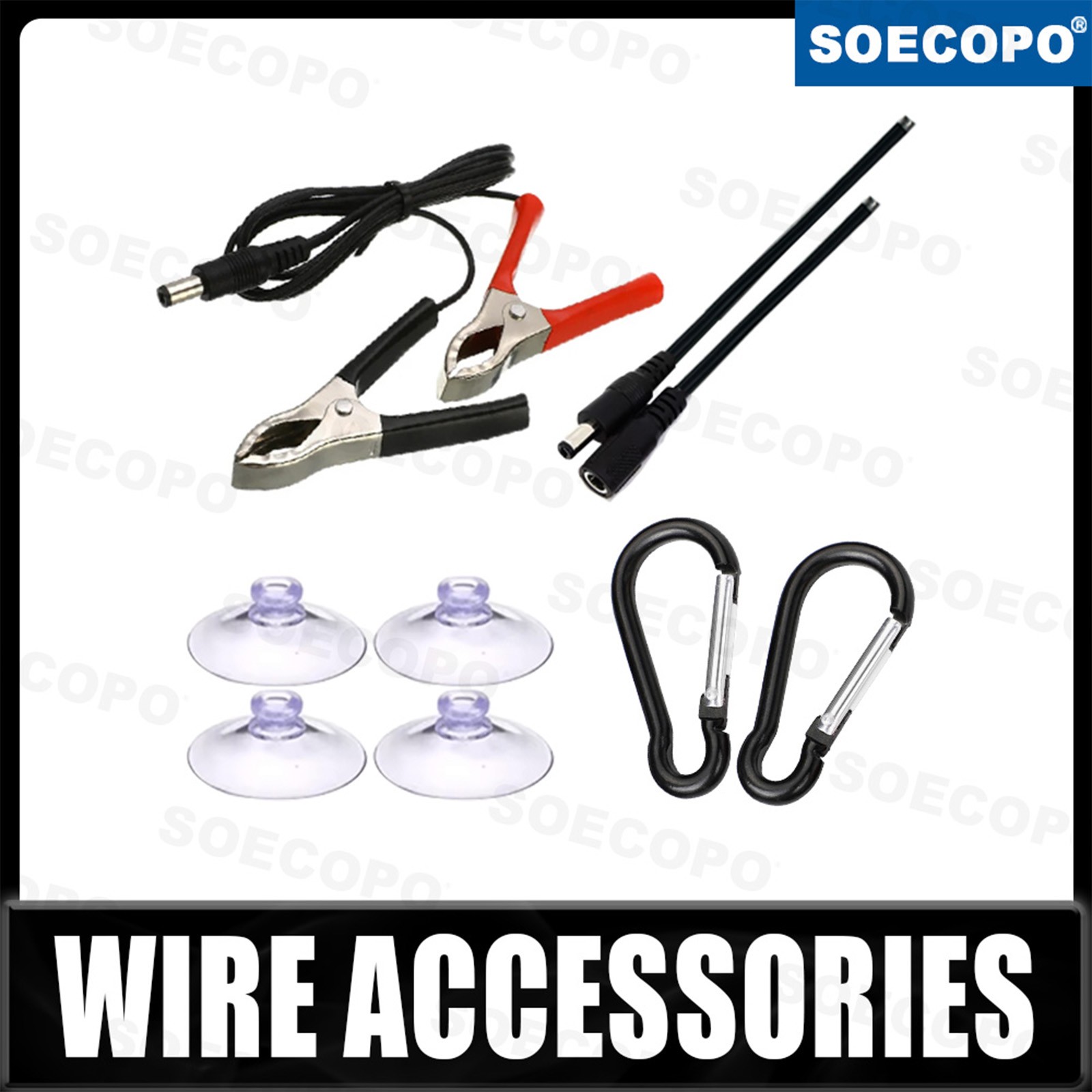 Solar Panel Installation Accessory Kit - 4 Suction Cups + 2 Carabiners + Cablei6