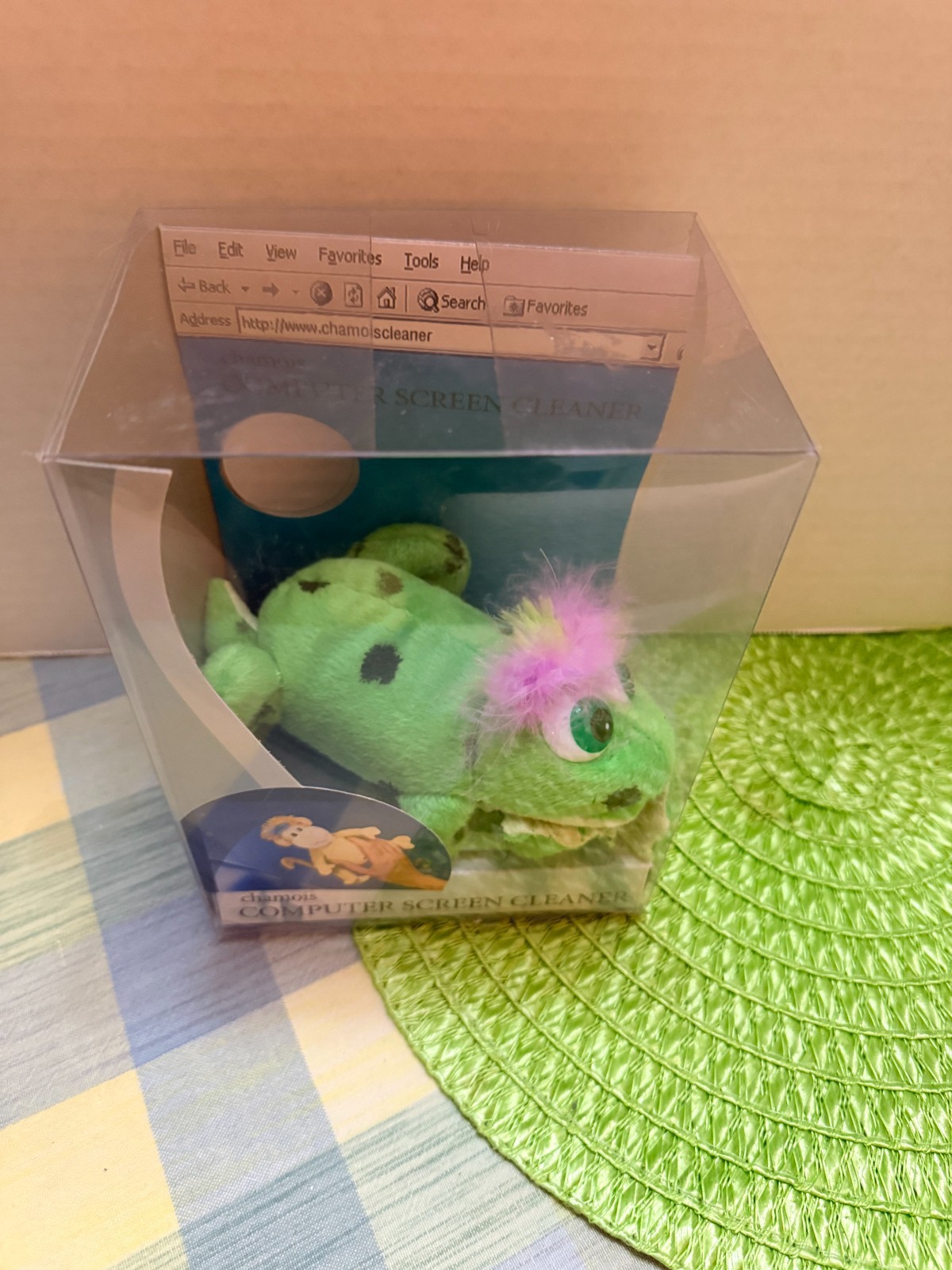 Vintage Chamois Computer Screen Cleaner Frog Green