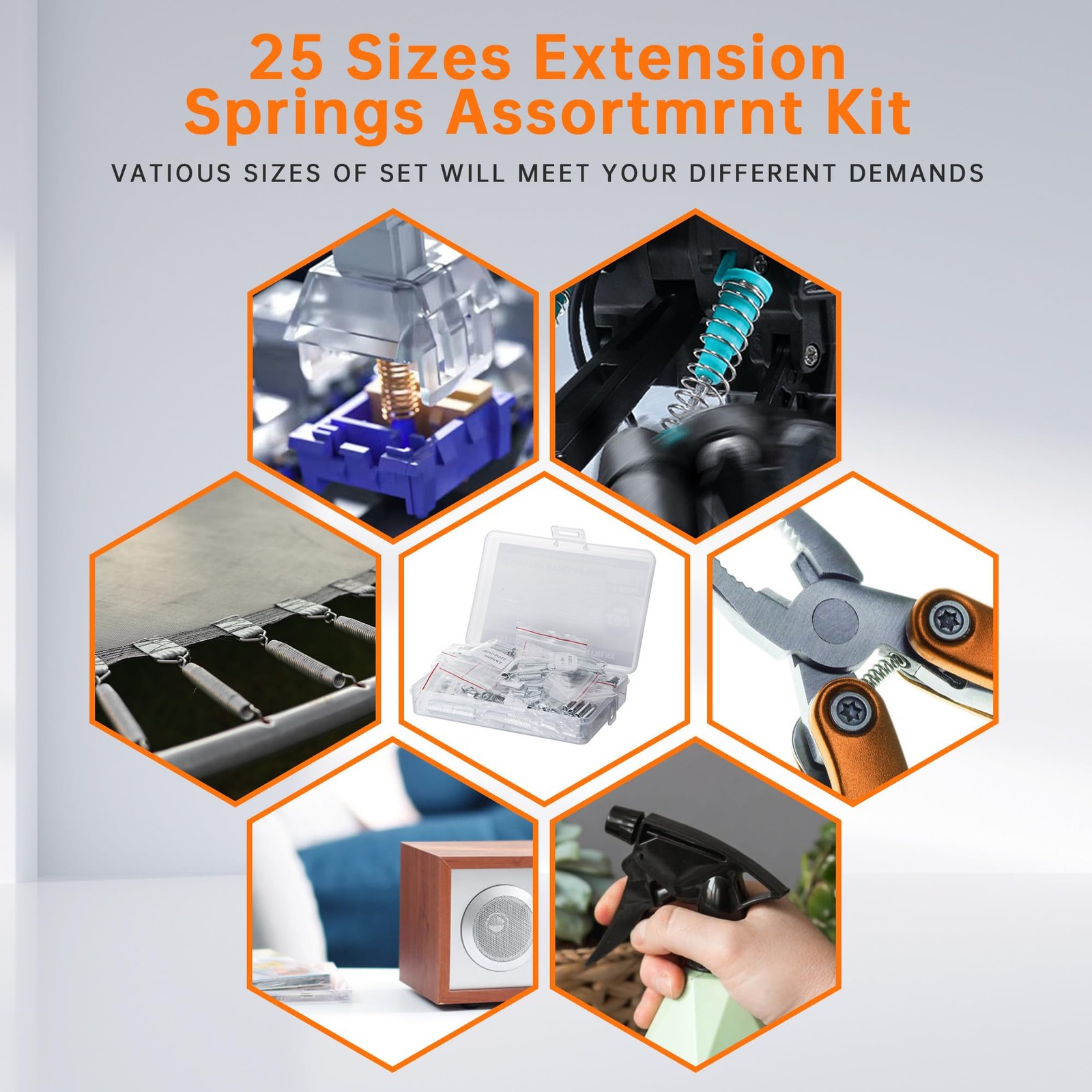 100 Pcs Extension Spring, 25 Different Sizes Extension Spring Assortment Kit,