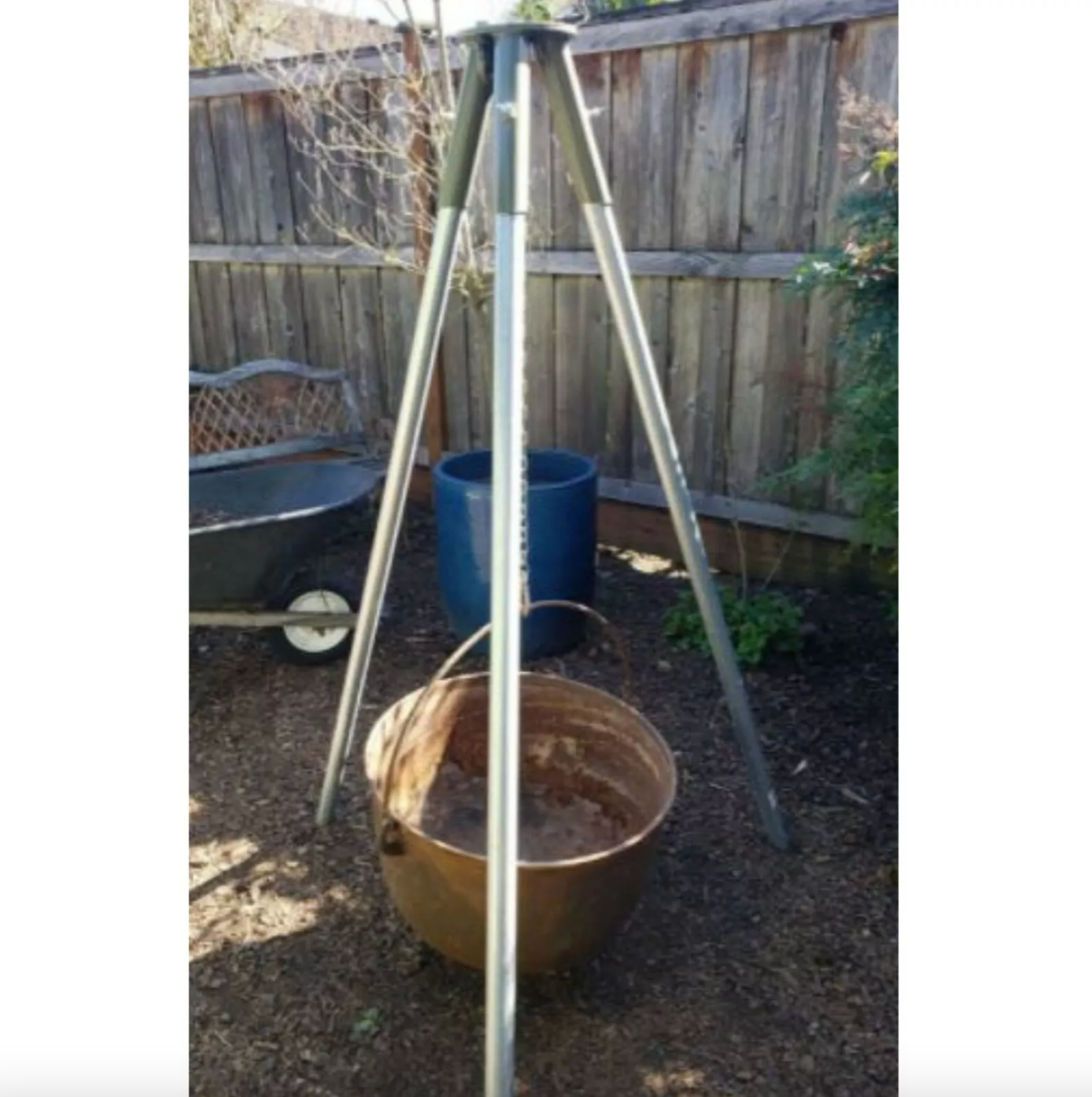 Tripod Header w Pulley Deer Feeder Stump Puller Camping Hunting Hanging Fire Pit
