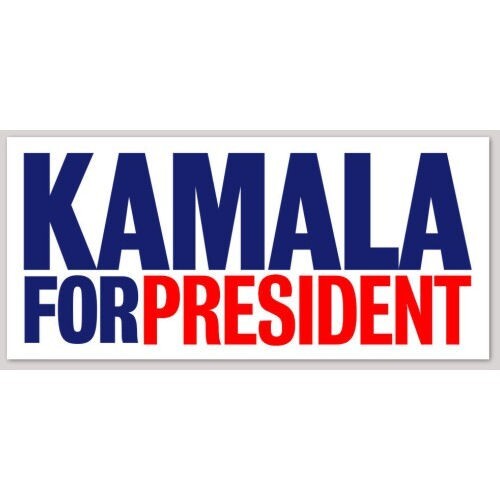 Kamala Harris For President 2024 Vinyl 8x3.6 Inch Bumper Sticker For The People