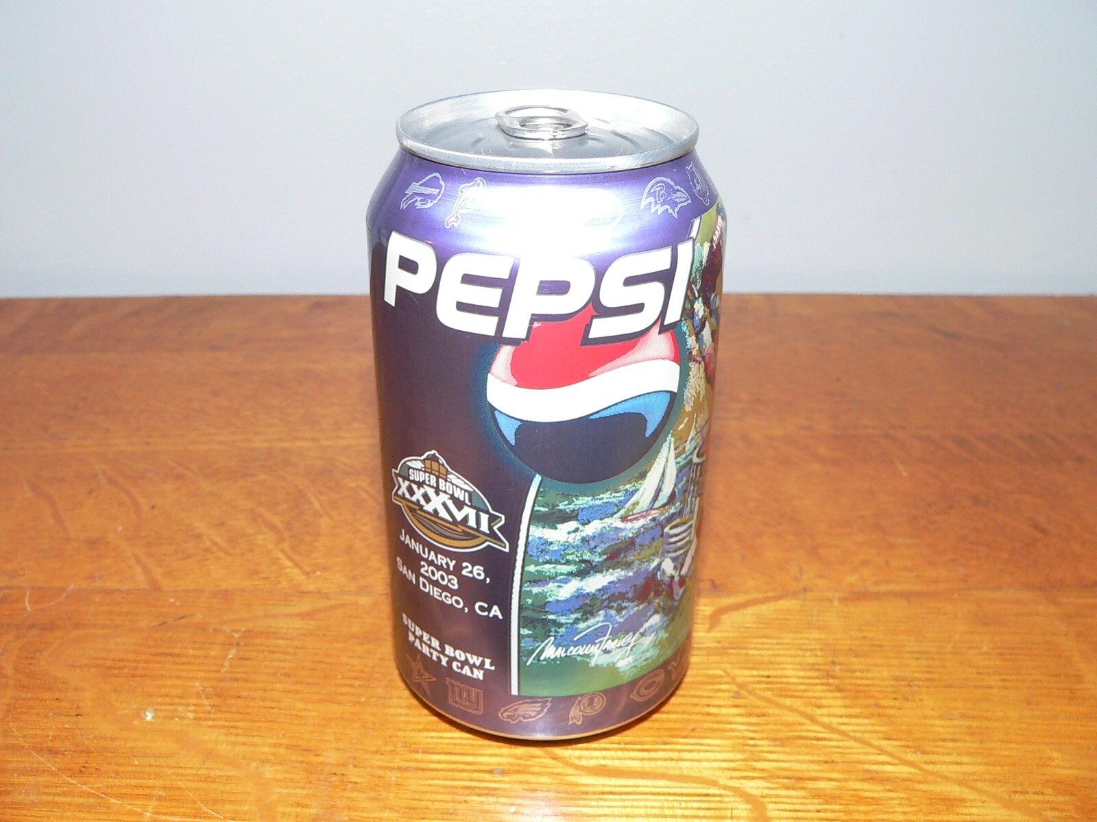 Vintage 2003 Pepsi Cola Unopened Super Bowl XXXVII "Party Can" Aluminum Soda Can