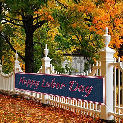 Large Happy Labor Day Banner for Fence Yard Lawn Labor Day Decor for Outdoor