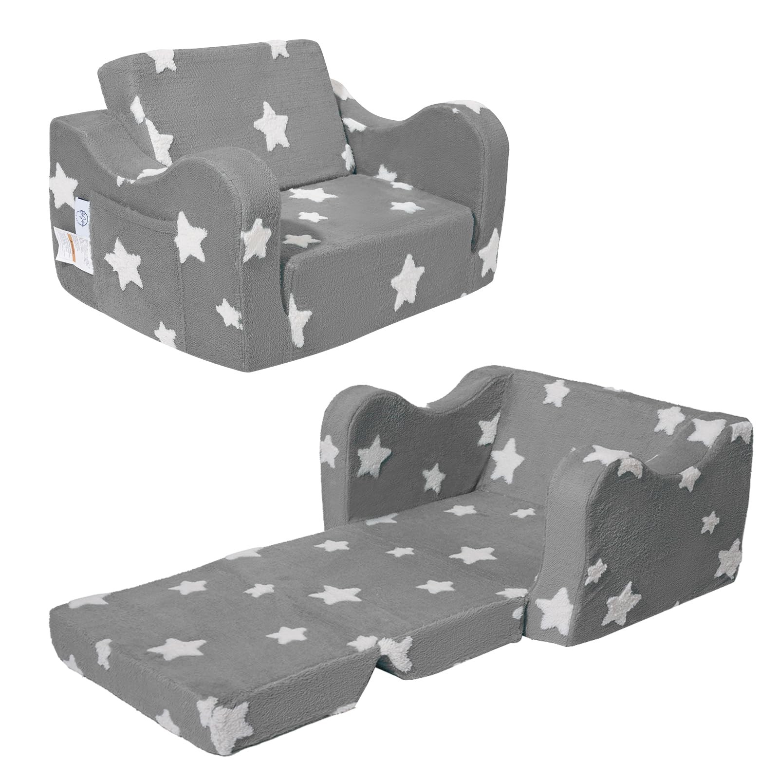 Couch, Couch for Fold Out, 2-in-1 Convertible Kid Sofa to Lounger Bed for Gir...