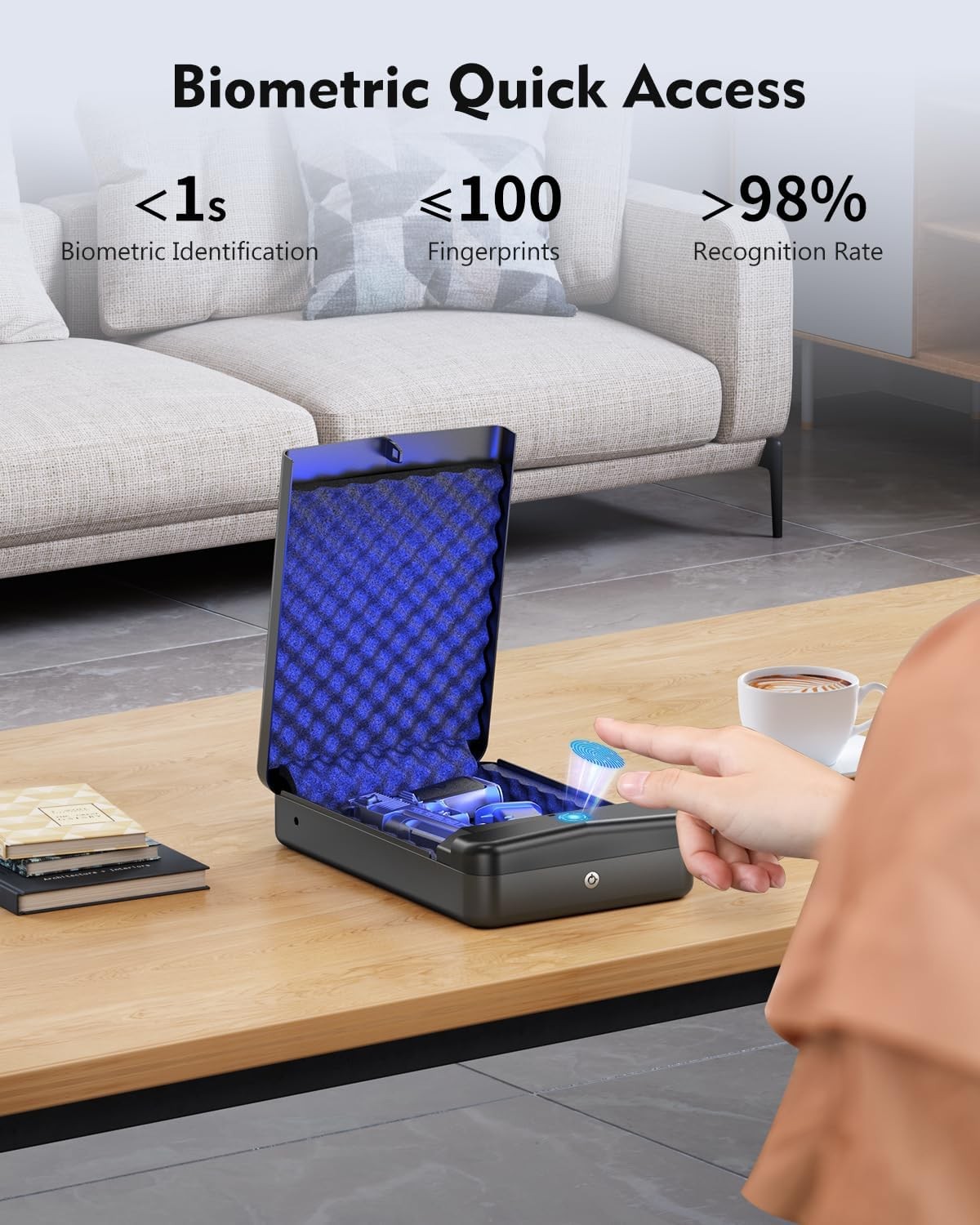 HOLEWOR Biometric Gun Safe Fingerprint Quick Access Portable