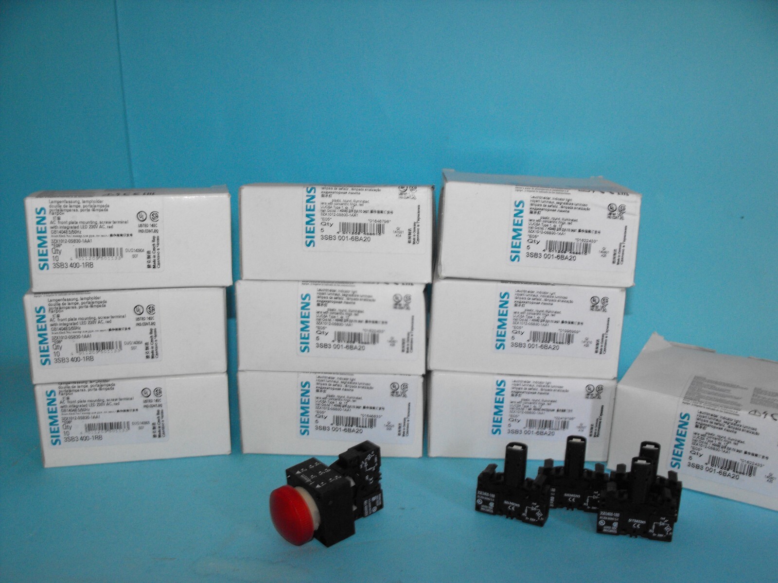 Siemens 3SB3001-6BA20+3SB3400-1RB.Indicator Light.red.(LOT10PCS).NEW