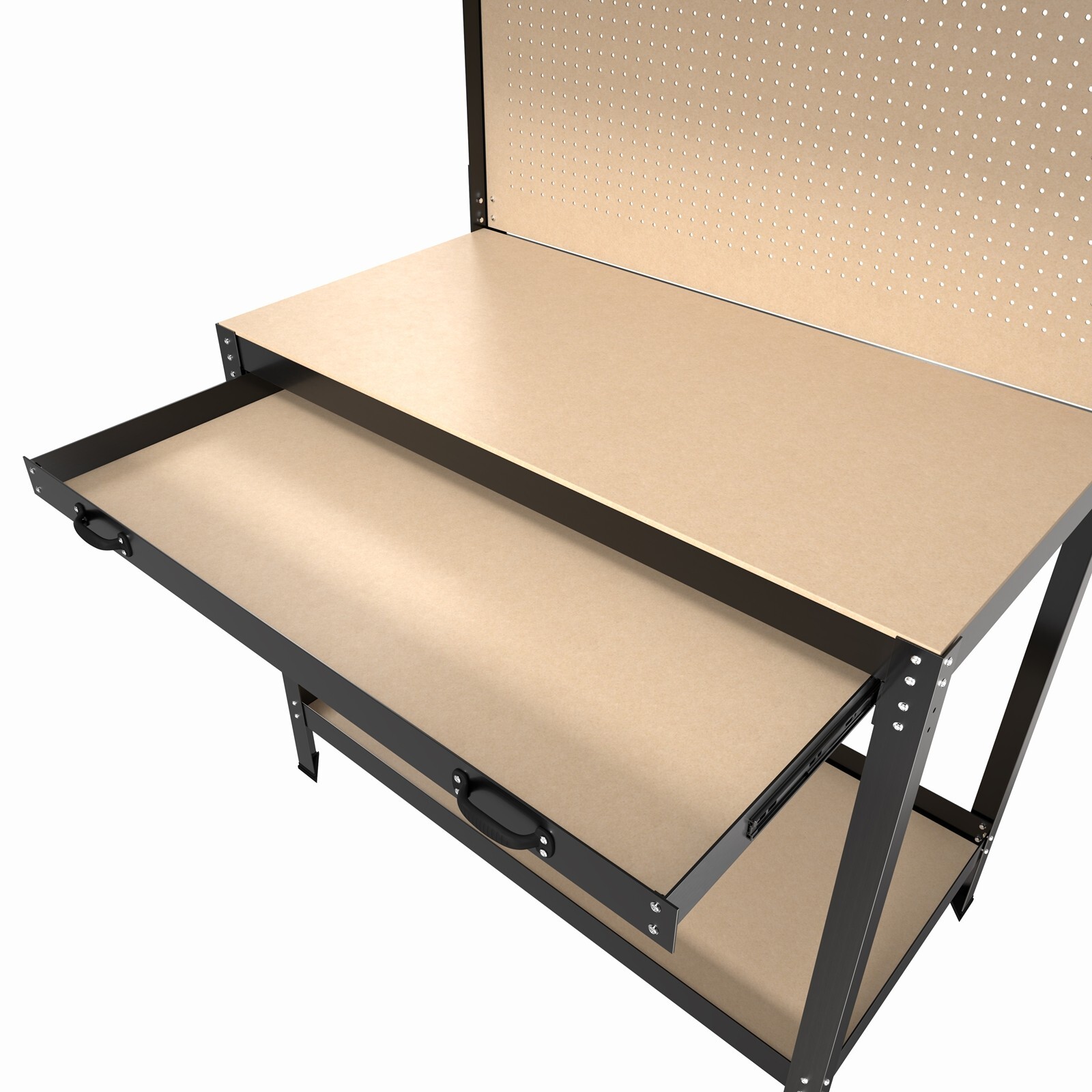 63" Workshop Table Workbench Steel Garage Tool Storage Drawer Shelves Pegboard