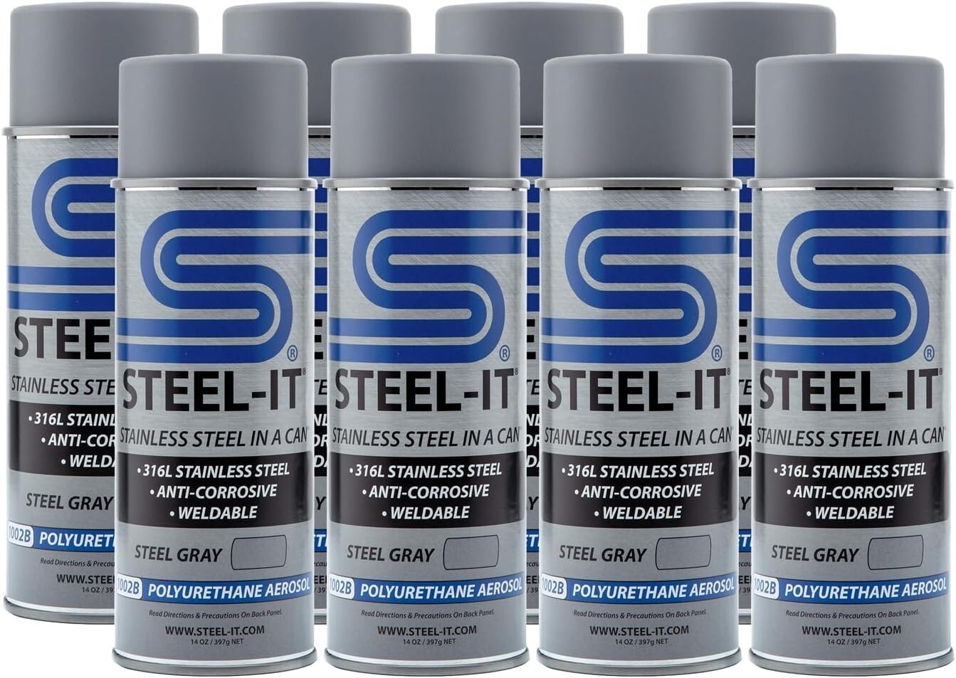 STEEL-IT 1002D Polyurethane Protective Spray 12oz Can Pack of 8