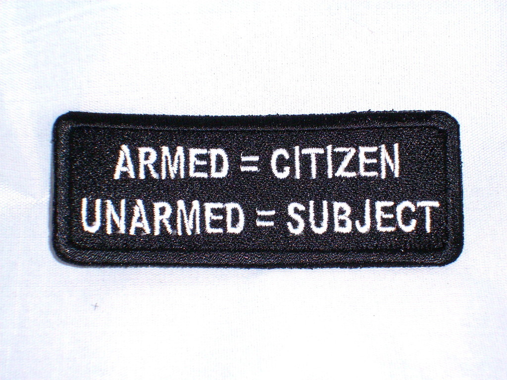 ARMED = CITIZEN   UNARMED = SUBJECT Biker Vest Jacket Patch embroidered