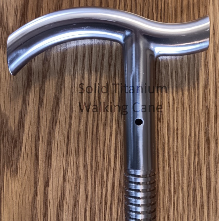 Solid Titanium Walking Cane - Derby Style T-Handle Extraordinary Custom Quality