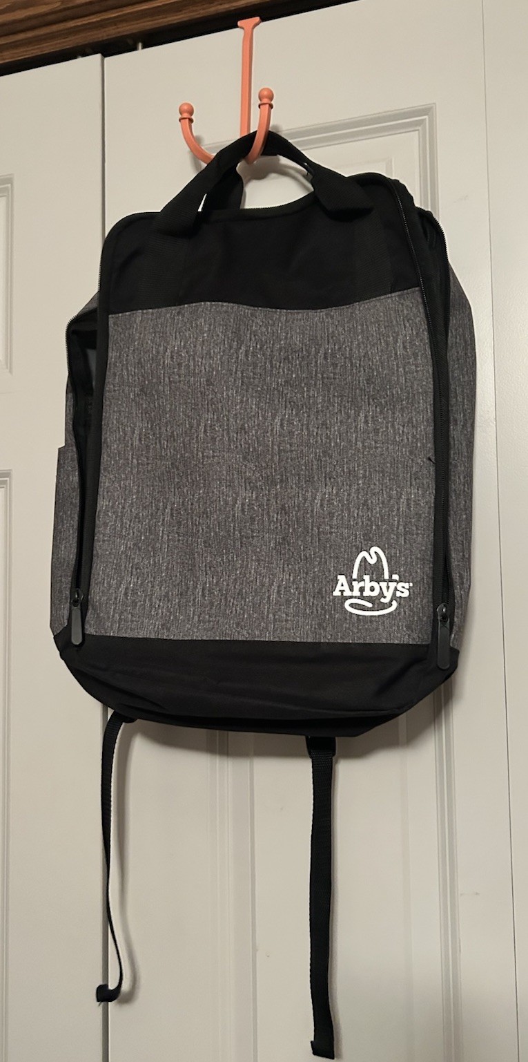 Arby's Gemline ADVENTURE Hiking Backpack Gray/Black Zip Closure Logo