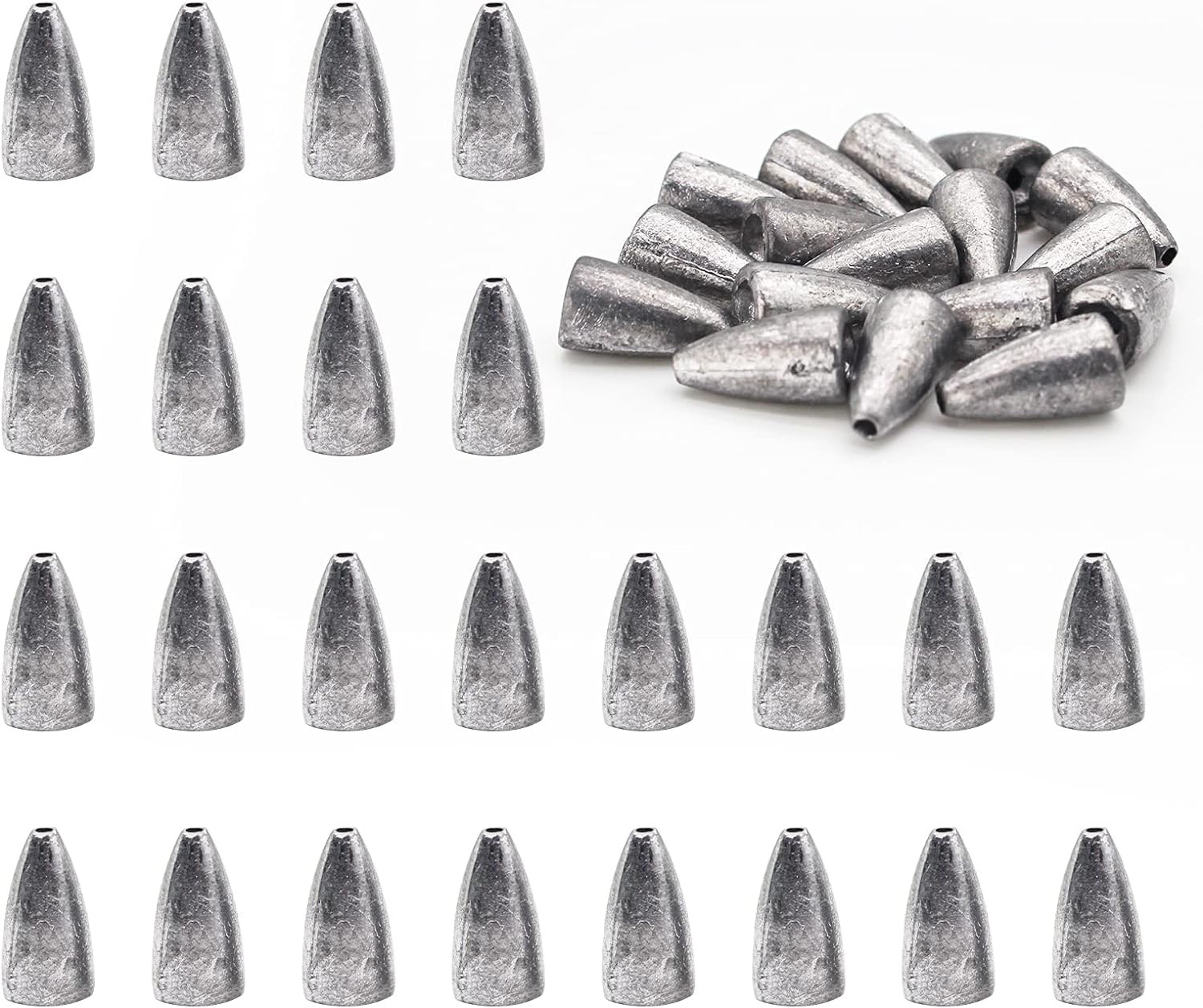 50pcs/55pcs Fishing Weight Sinkers, Lead Worm 3.5g/0.12oz-50pcs, Silver