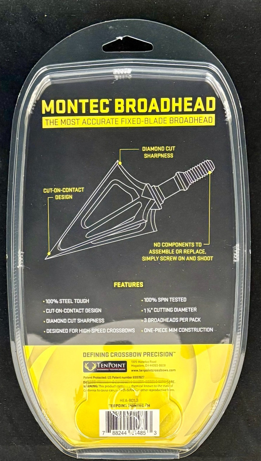 TenPoint Montec Fixed-Blade Broadhead 100 Grain 3 Pack - NEW