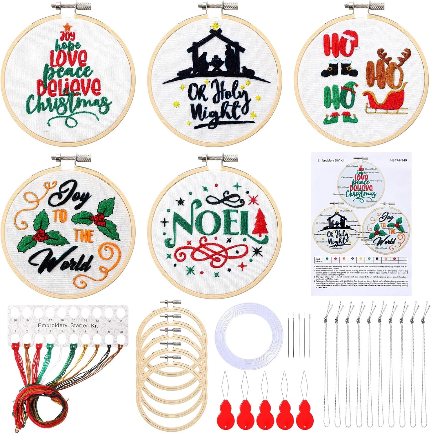 Zeyune 5 Sets Weihnachten Stickerei Kit für Anfänger Krippe Weihnachten...