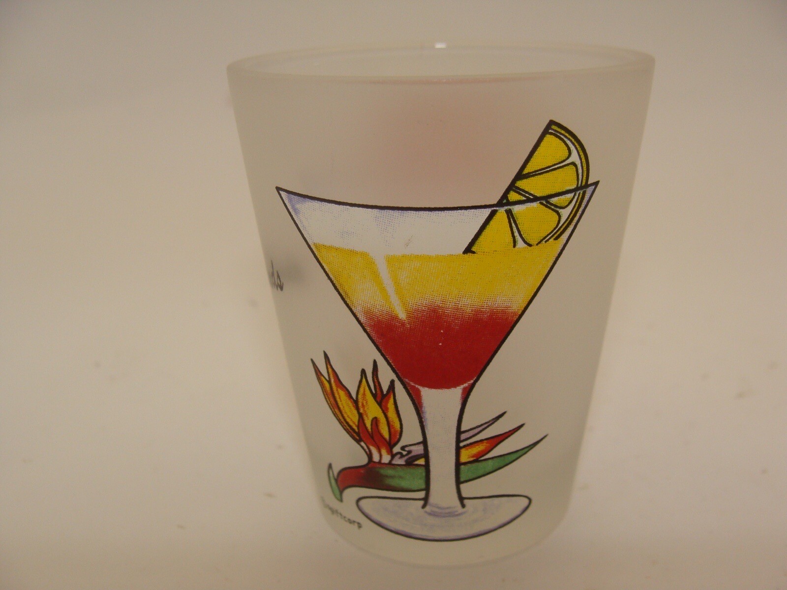 CAYMAN ISLANDS Shot Glass ~ VGC ~ 2.25”~At AGift Corp~Tequila Sunrise Recipe ~