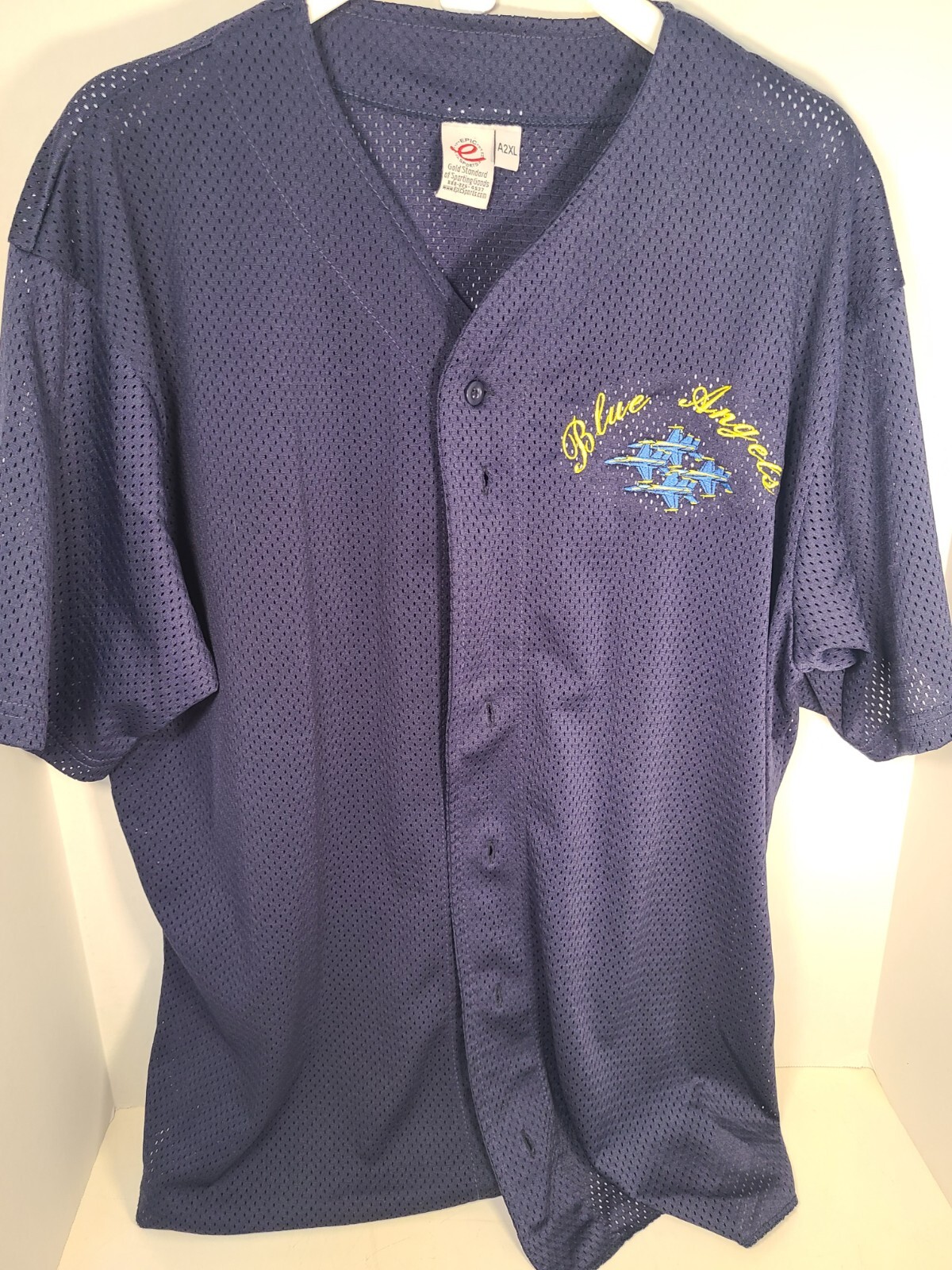 Epic Sports U.S. Navy Blue Angels Blue Jersey Sz 2XL Embroidered Airplane Fly