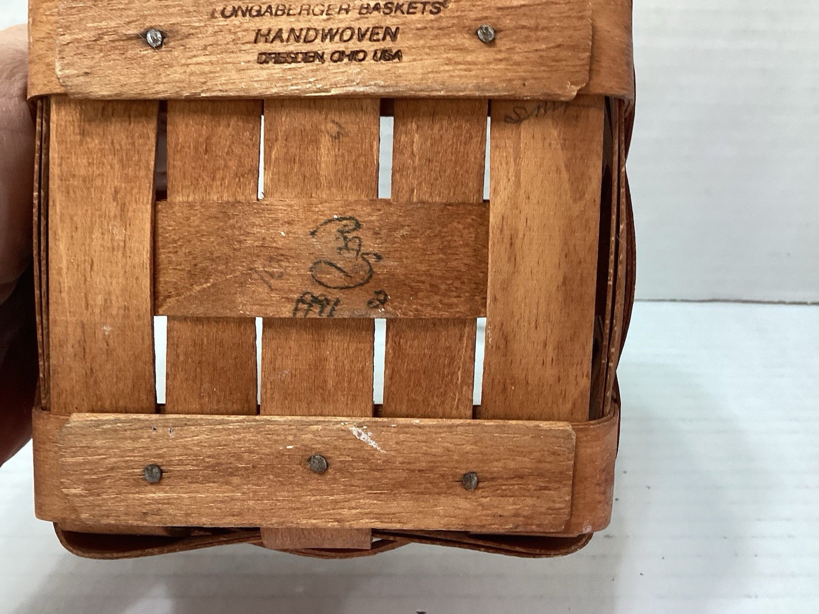 Vintage Longaberger Preowned 1991 Small Square Single Handle Basket
