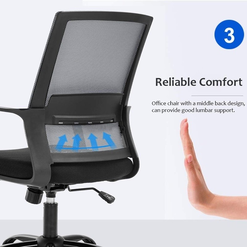 Ergonomic Swivel Rolling Desk Chair W/ Lumbar Support Adjustable Mesh Stool New