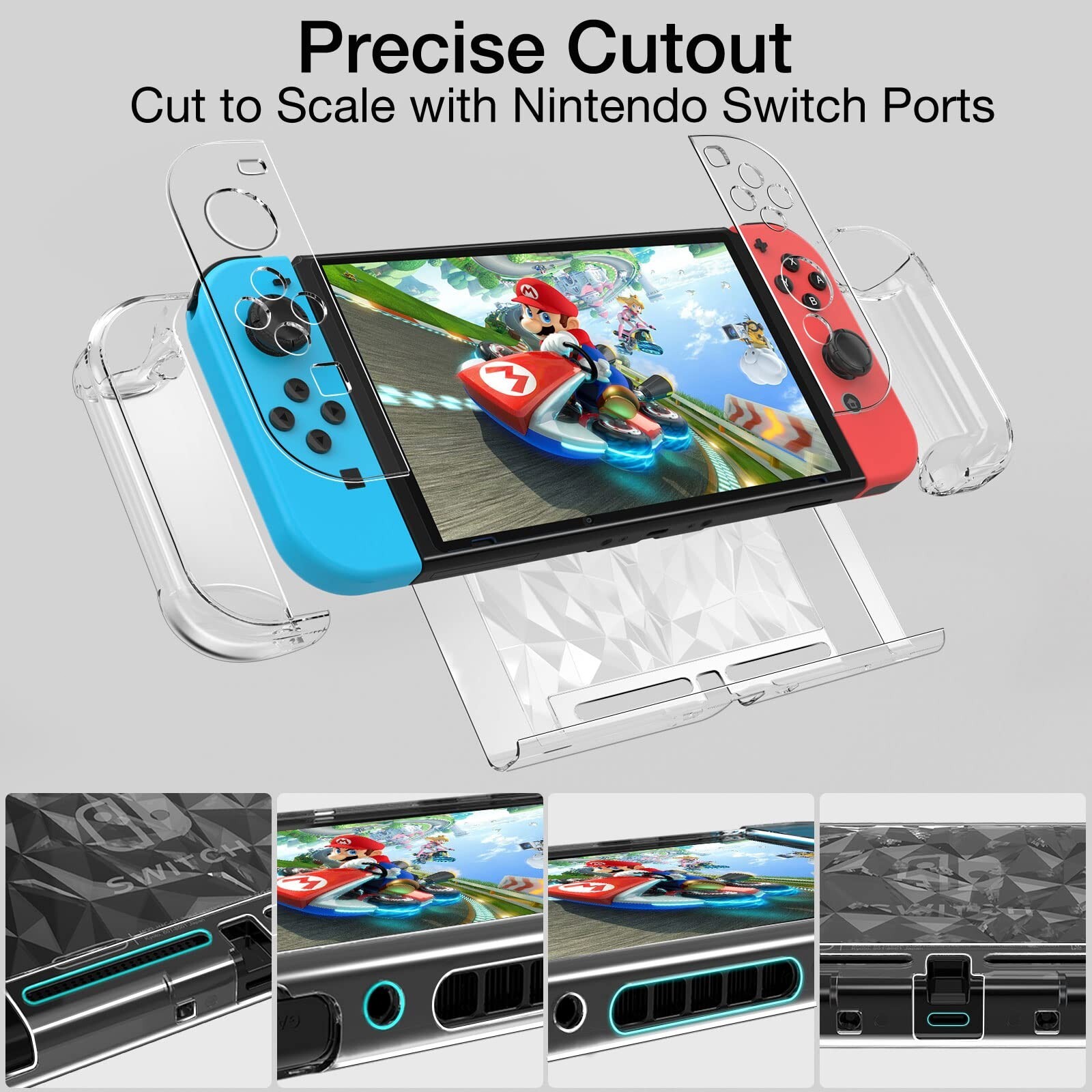 Case Compatible with Nintendo Switch with Screen Protector and6 thumb grip case