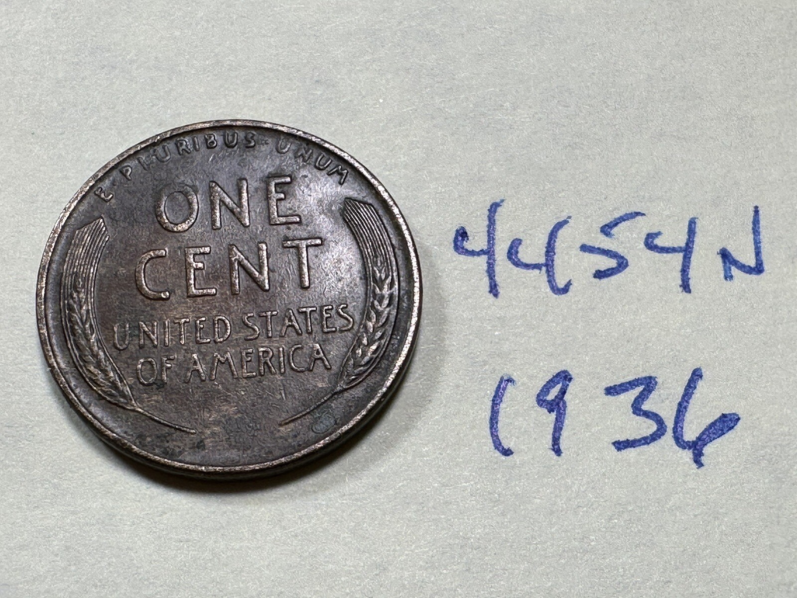 1936 Lincoln Wheat Cent Penny 4454N