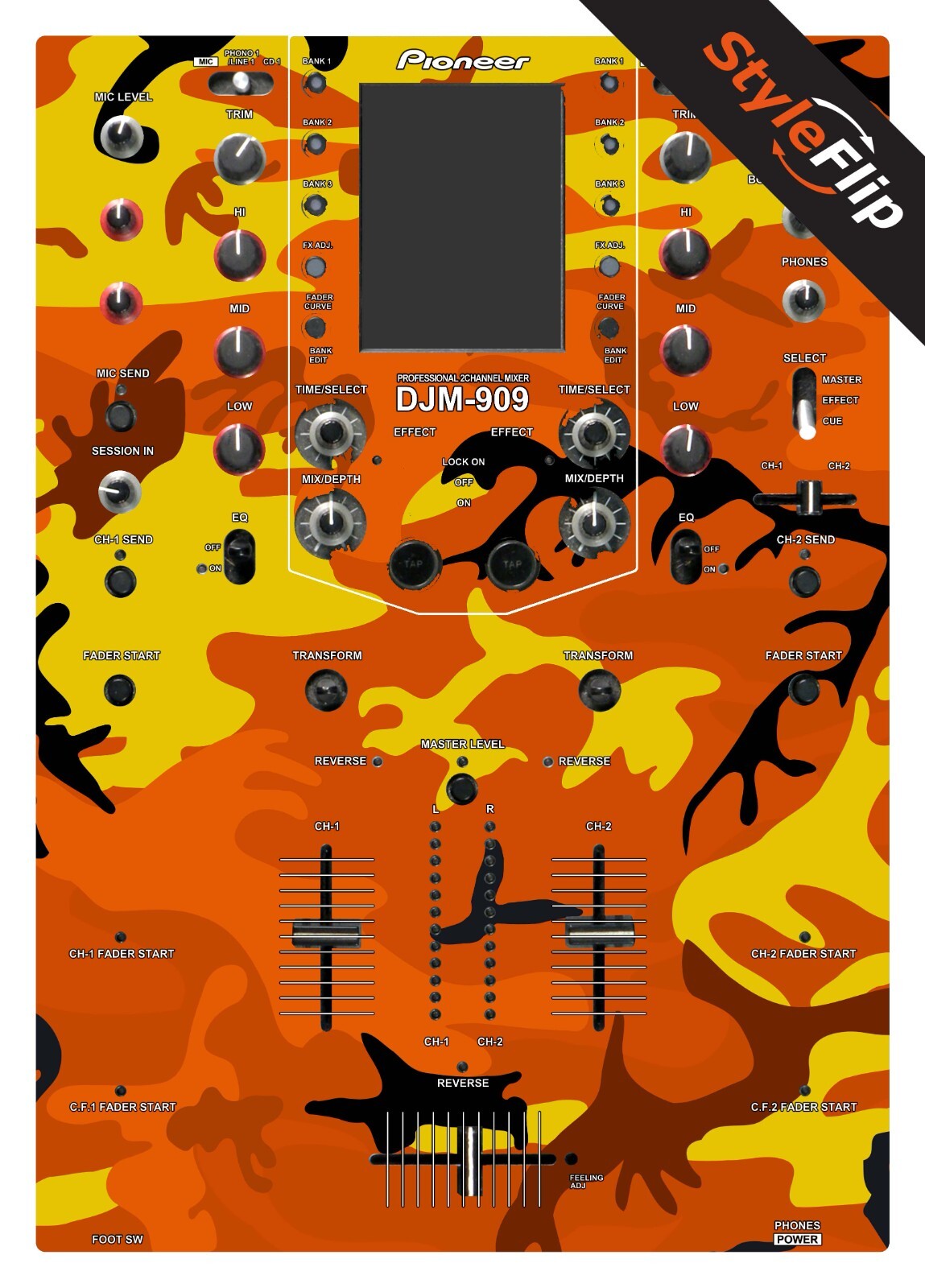 Pioneer DJM 909 Skin | Orange Camo | Protective Decal | StyleFlip Skins