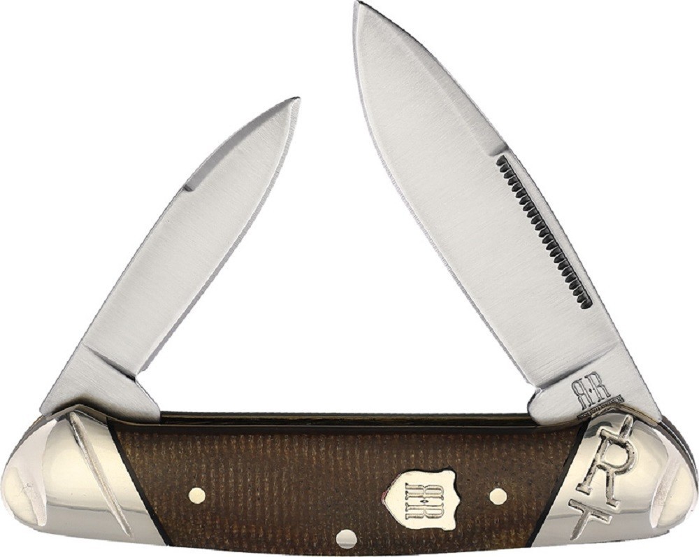 Brown Burlap Micarta Handle Canoe Pocket Knife by Rough Rider - Tater Skin Line