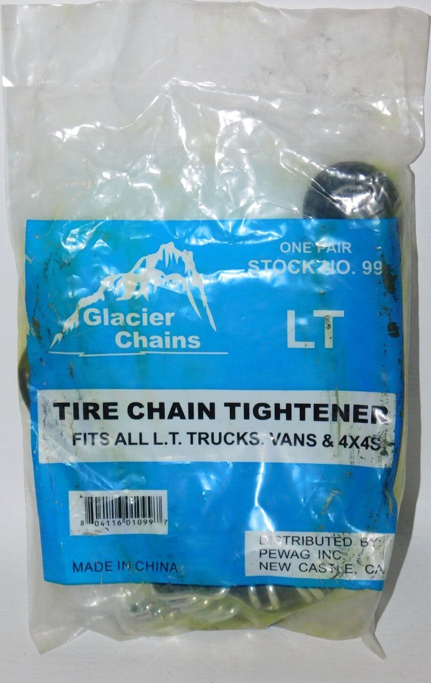 Glacier Tire Chain Rubber Tighteners for Light Truck/SUV/Vans/4x4, 1 Pair - NEW