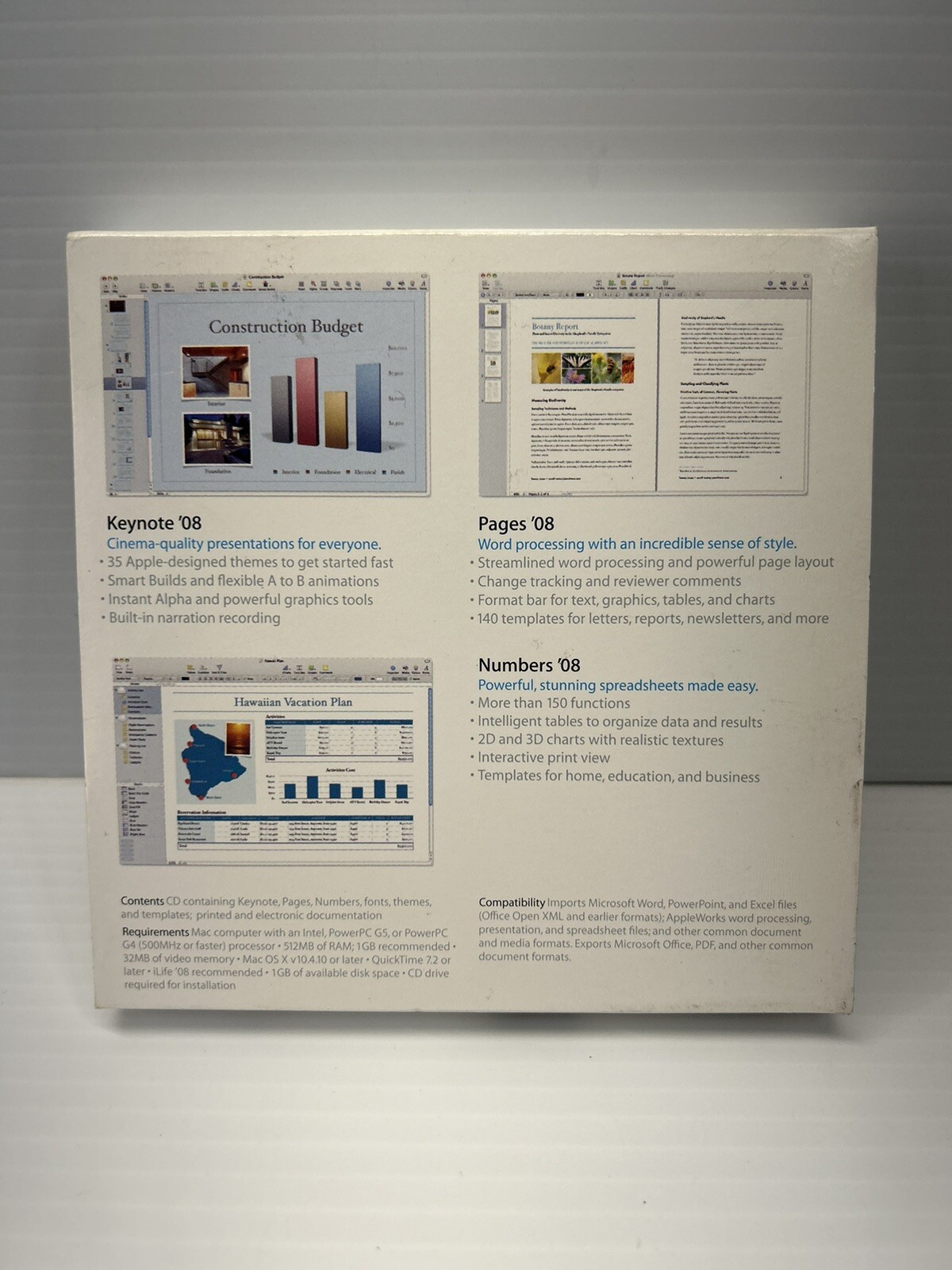 iWork 08 Mac Apple Keynote Pages Numbers Software Package MB624Z/A