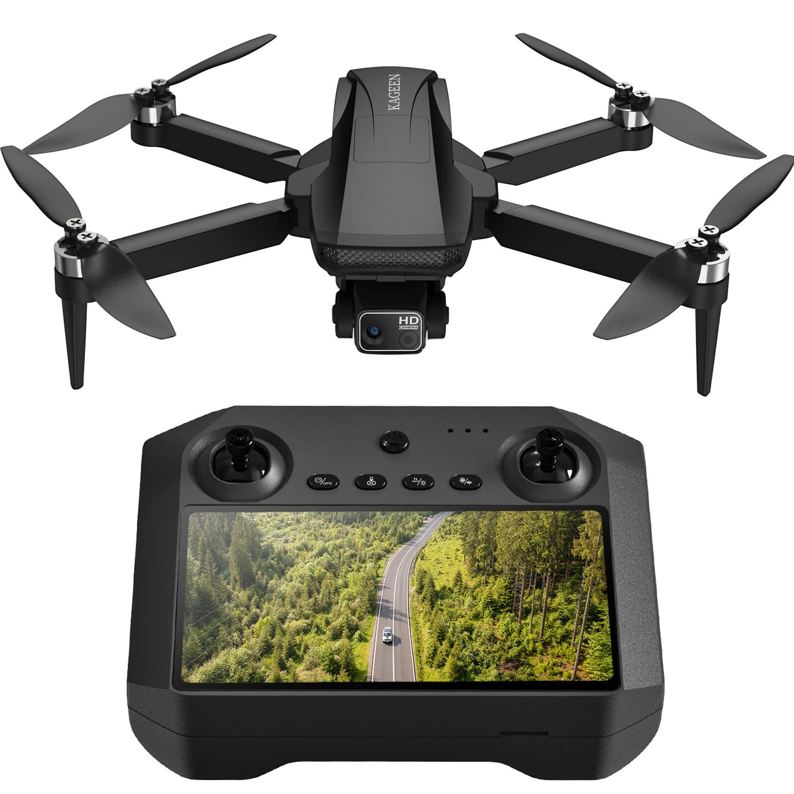 GPS Drone with Camera for Adults 4K, 5.5" Touchscreen Controller, Black