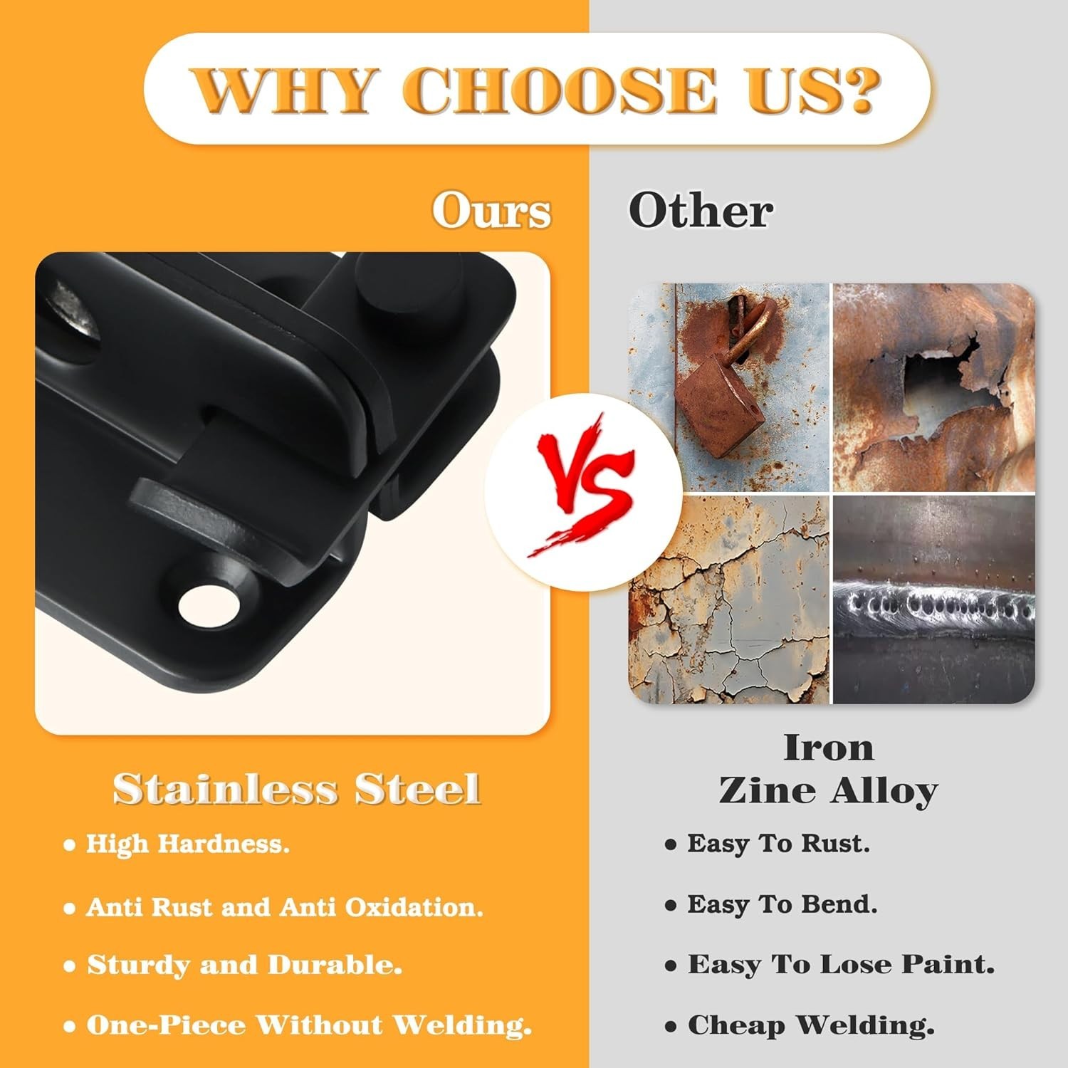 Matte Black Flip Latch Gate Lock - Stainless Steel Security Solution