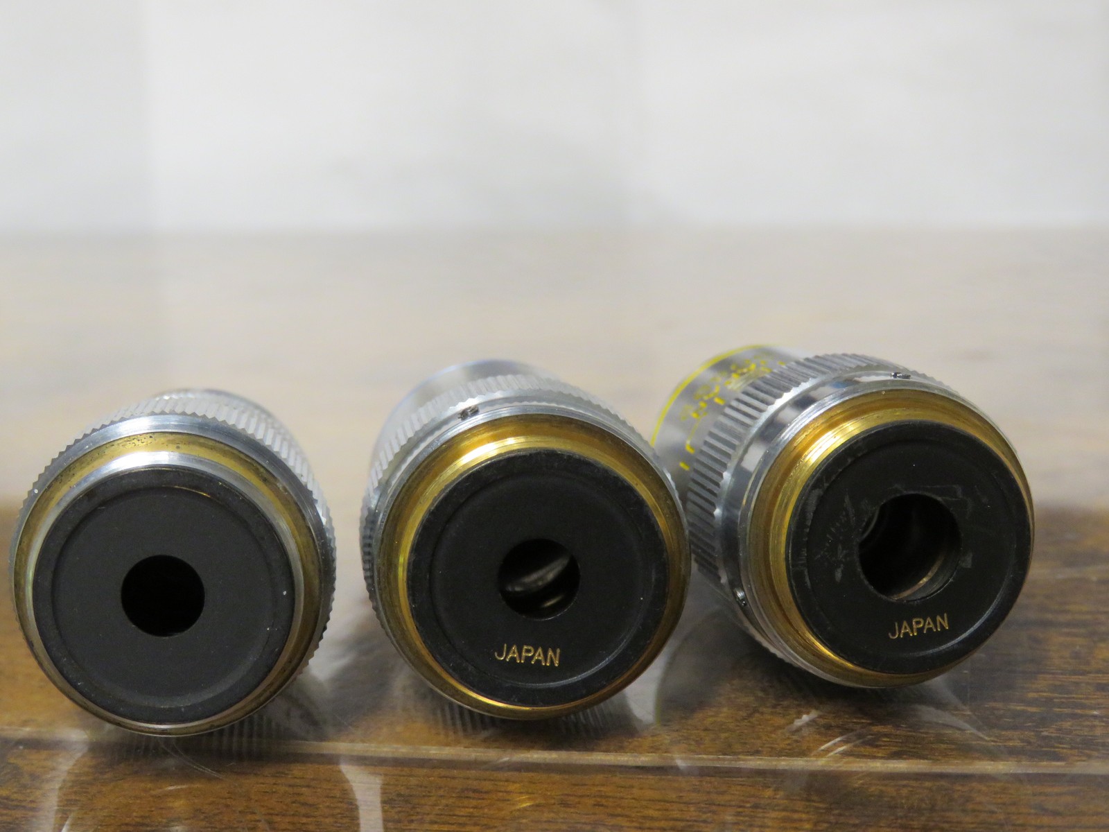 (3) Microscope Objectives Meiji S. Flatfield 10 and 40 & S. Plan 100X