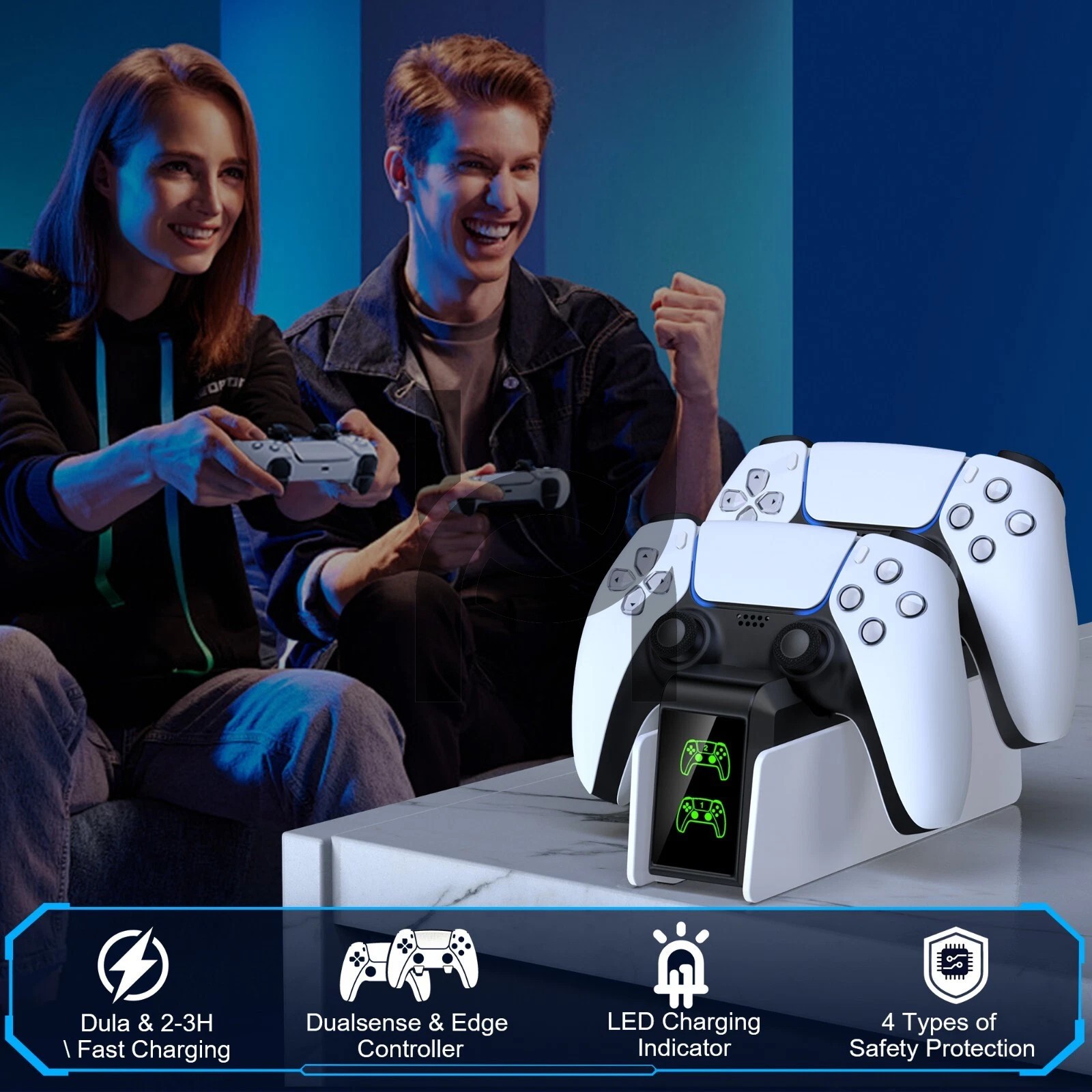 Dual Fast Charging Station For PS5 DualSense Controller Charger