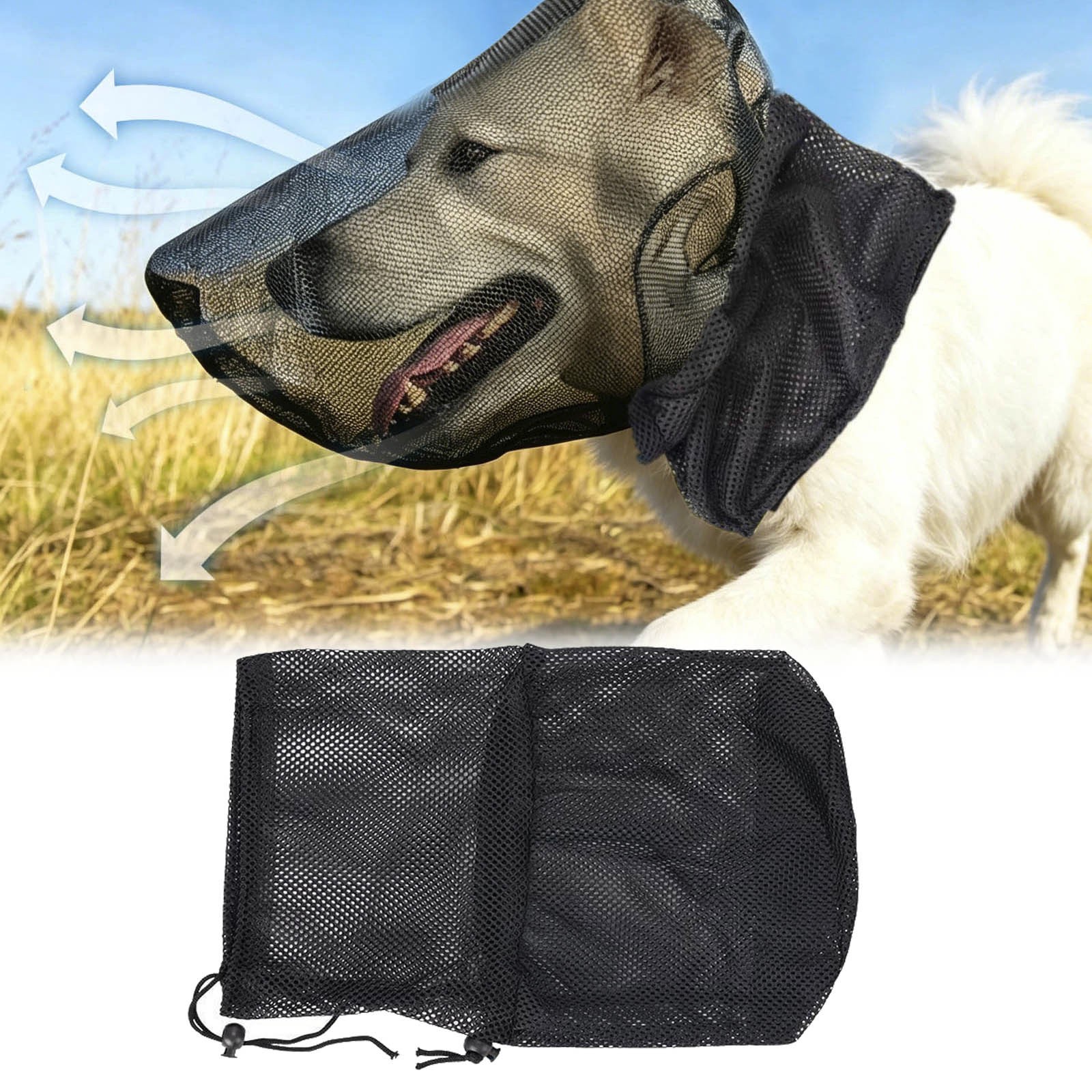Large Foxtail Breathable Mask for Dogs Field Guard Head Protector Hiking Camping
