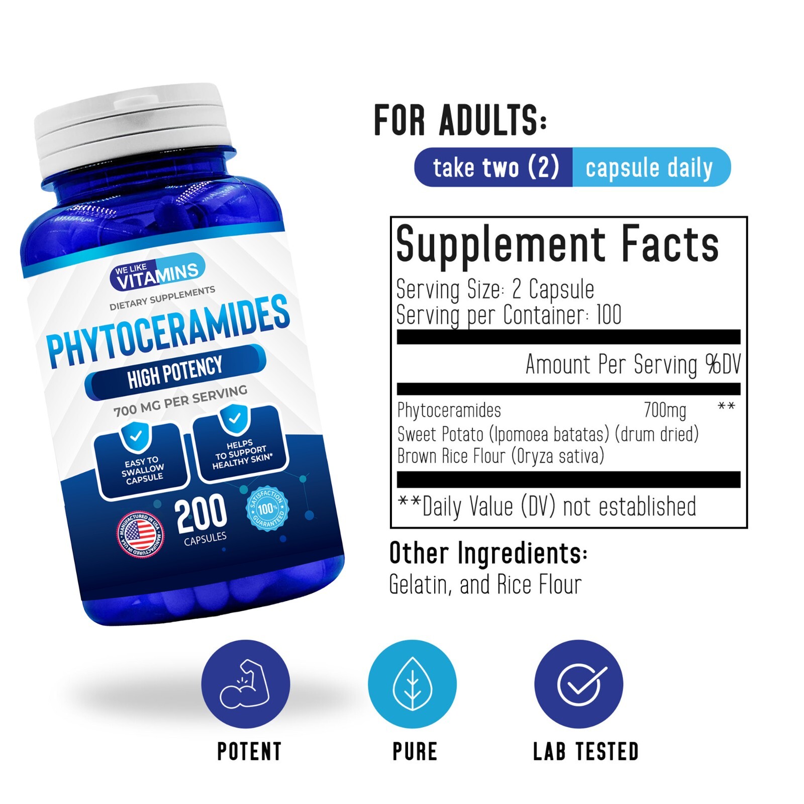 Phytoceramides 700mg - 200 Capsules - Best Value We Like Vitamins