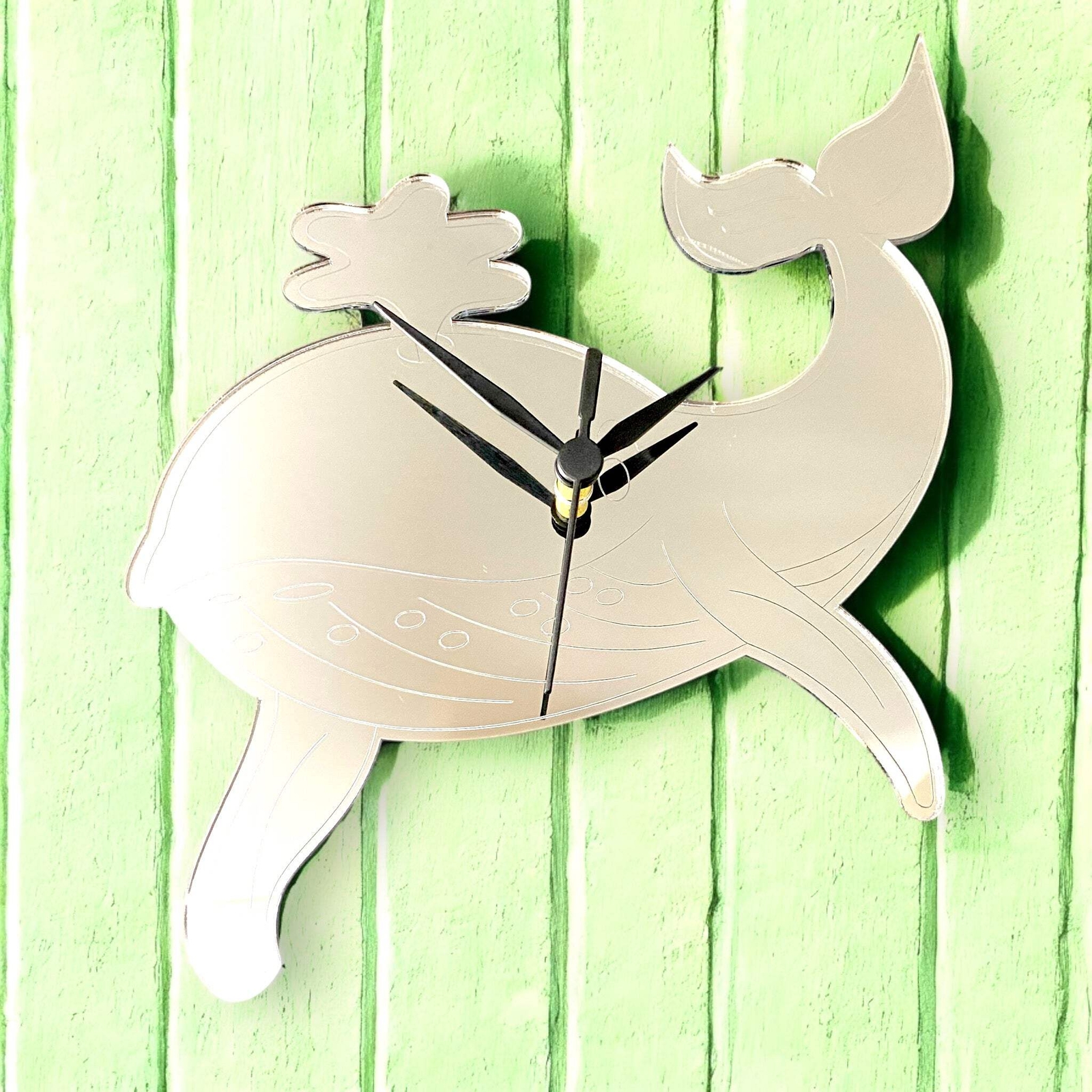 Etched Whale Shaped Clocks - Many Colour Choices