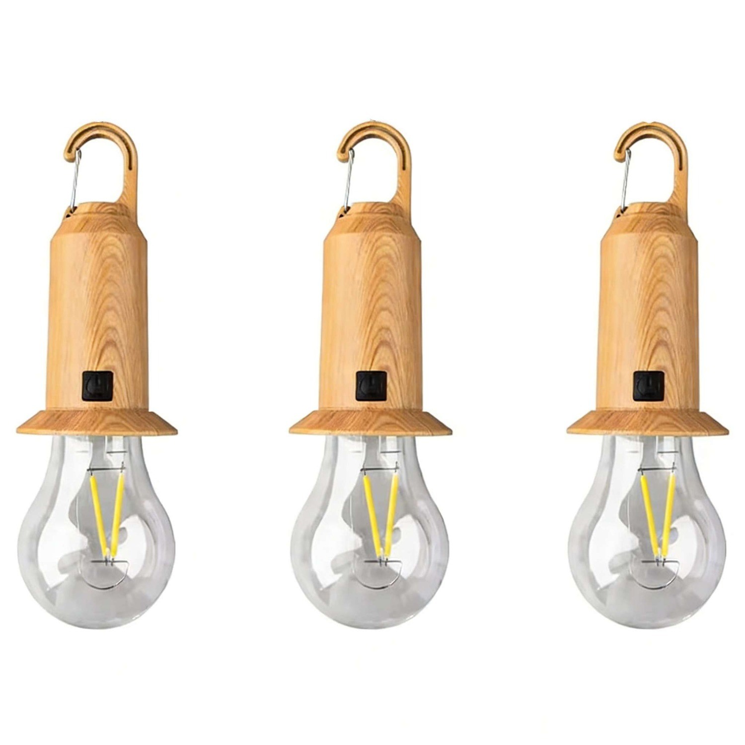 3pc Solar Camping Lantern Dimmable LED Tent Light for Hiking Fishing Outdoor Fun