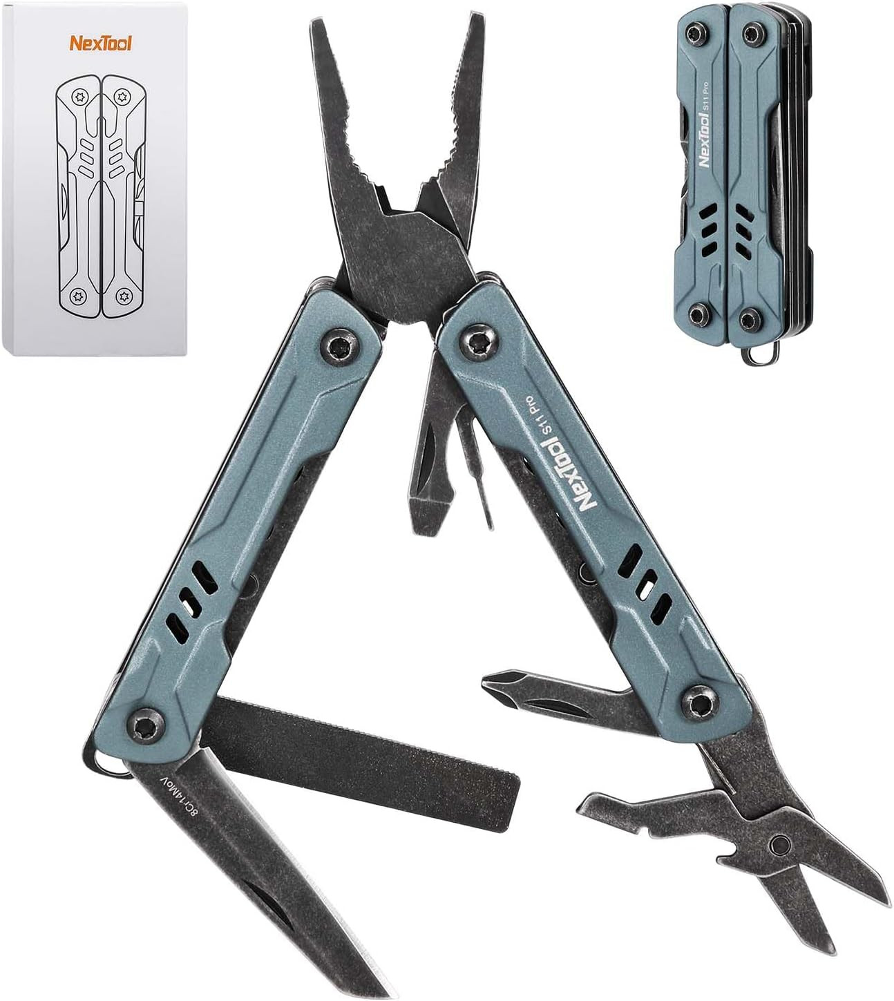Mini Sailor S11 Pro, 12-In-1 Compact Keycain Multitool | Upgraded 8Cr14Mov Blade
