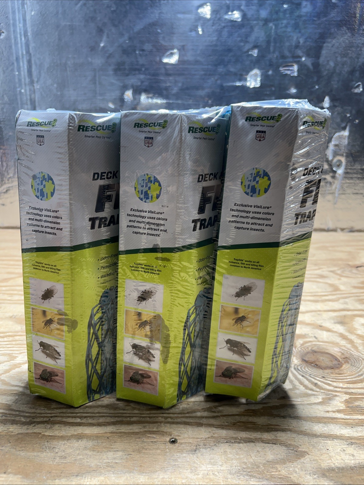 RESCUE! Deck & Patio Fly TrapStik 3 Pack Outdoor Hanging Fly Traps